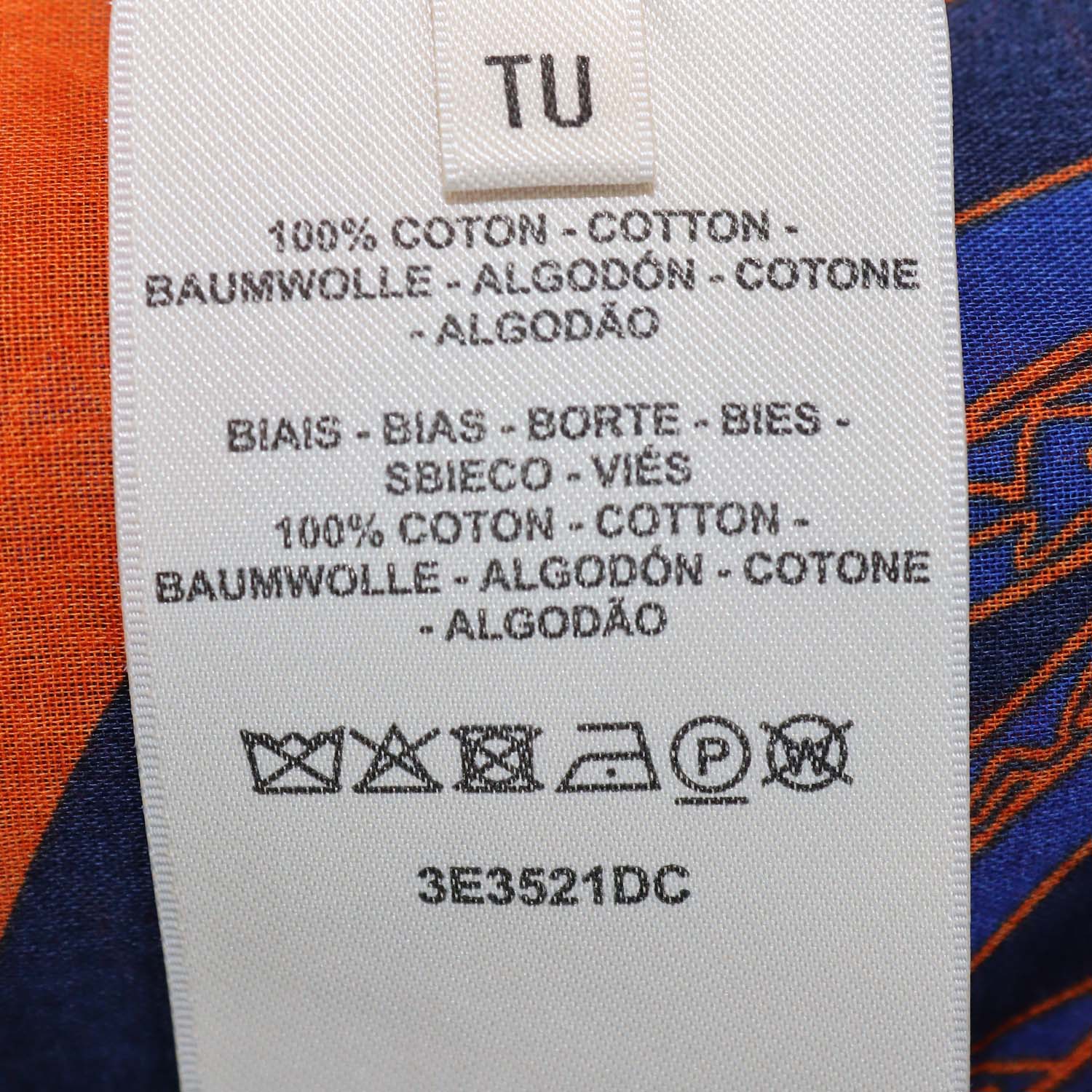 Hermes Blue/Orange Coton Fantaisie d'Étriers Kaftan