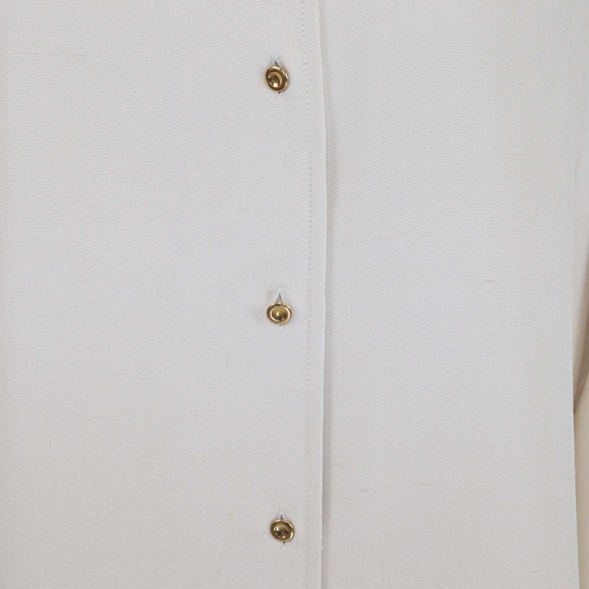 Loro Piana Beige Silk Long Sleeve Button Front Dunia Shirt