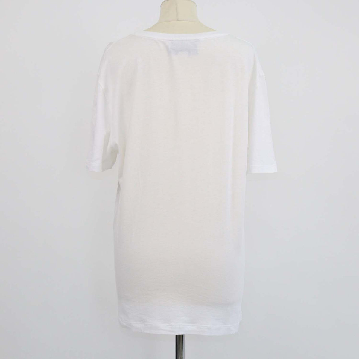 Gucci White Cotton Logo Print Distressed T-Shirt