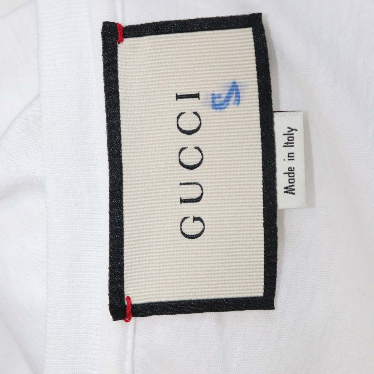 Gucci White Cotton Logo Print Distressed T-Shirt