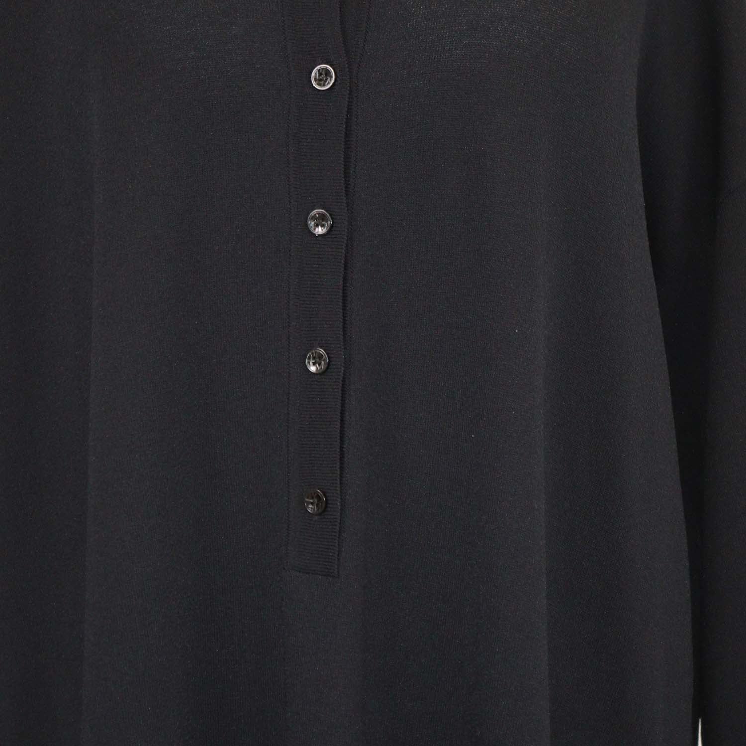 Toteme Black Blend Viscose Knitted Polo Shirt Beach Dress