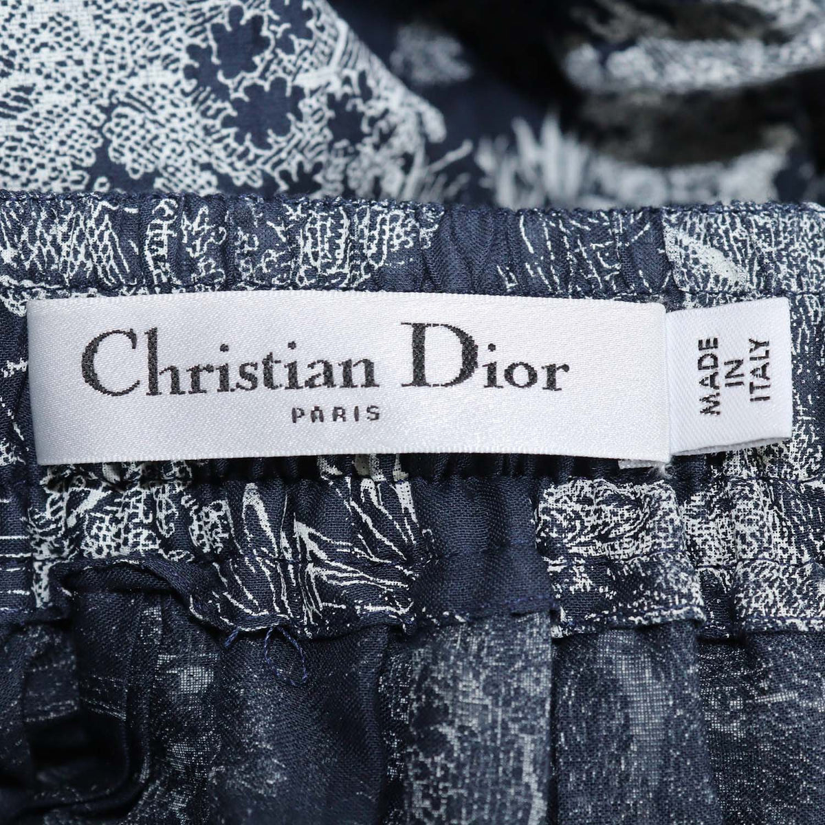 Christian Dior Navy Blue Cotton Toile De Jouy Midi Skirt