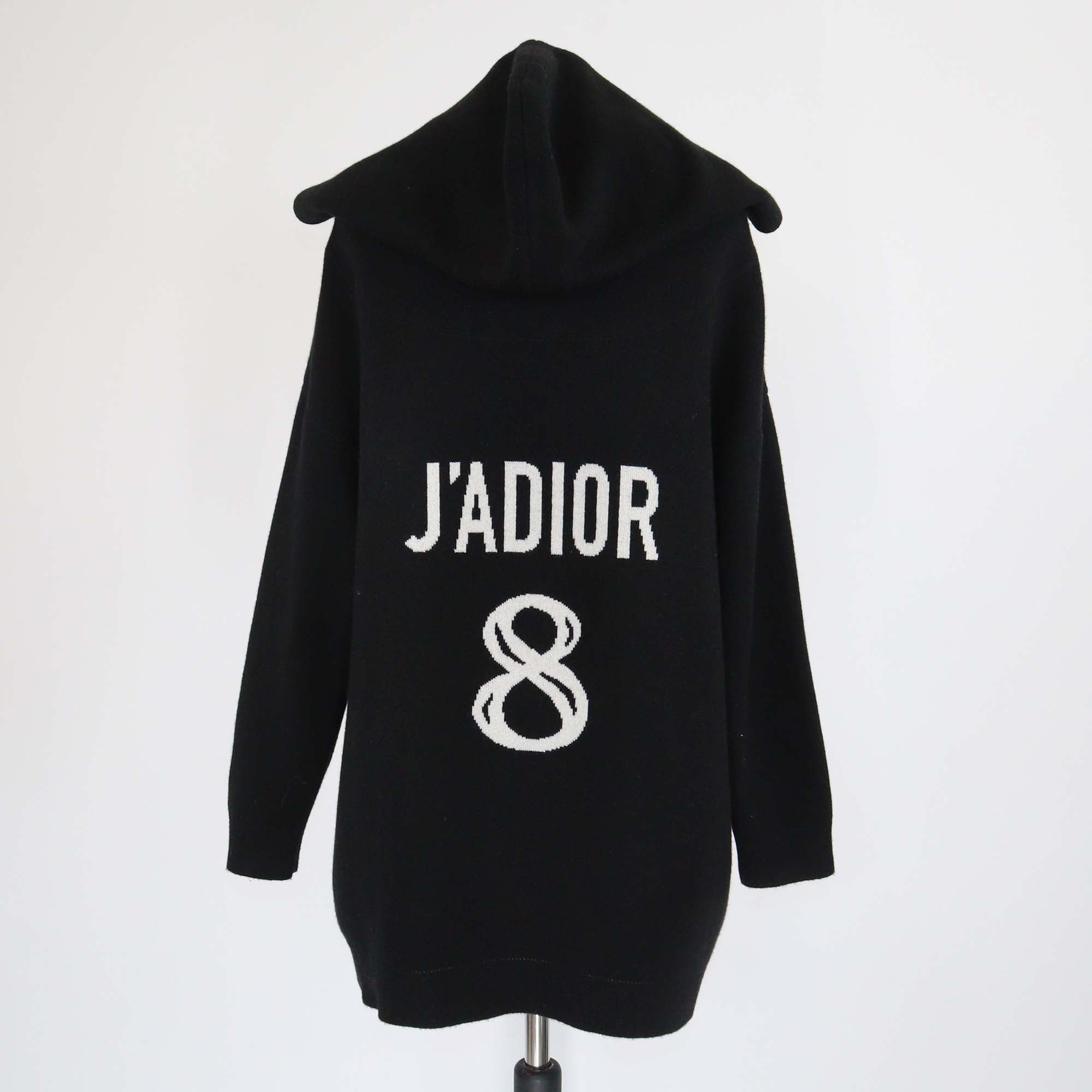 Christian Dior Black Cashmere Blend J'adior 8 Hooded Sweater
