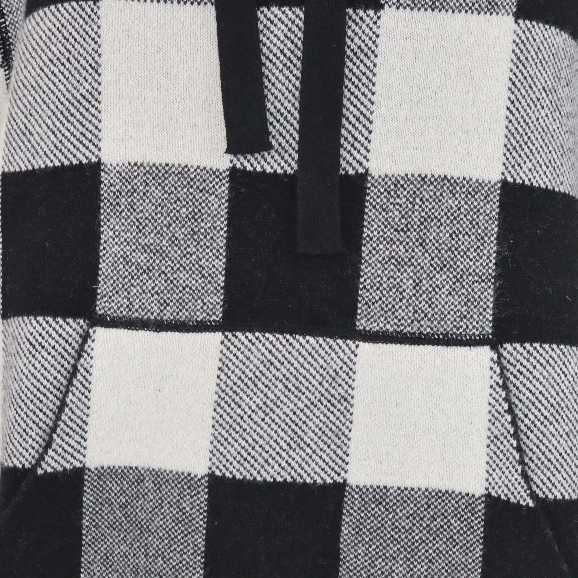 Christian Dior Black/White Cashmere Plaid J'adior 8 Intrasia Short Sleeve Hooded