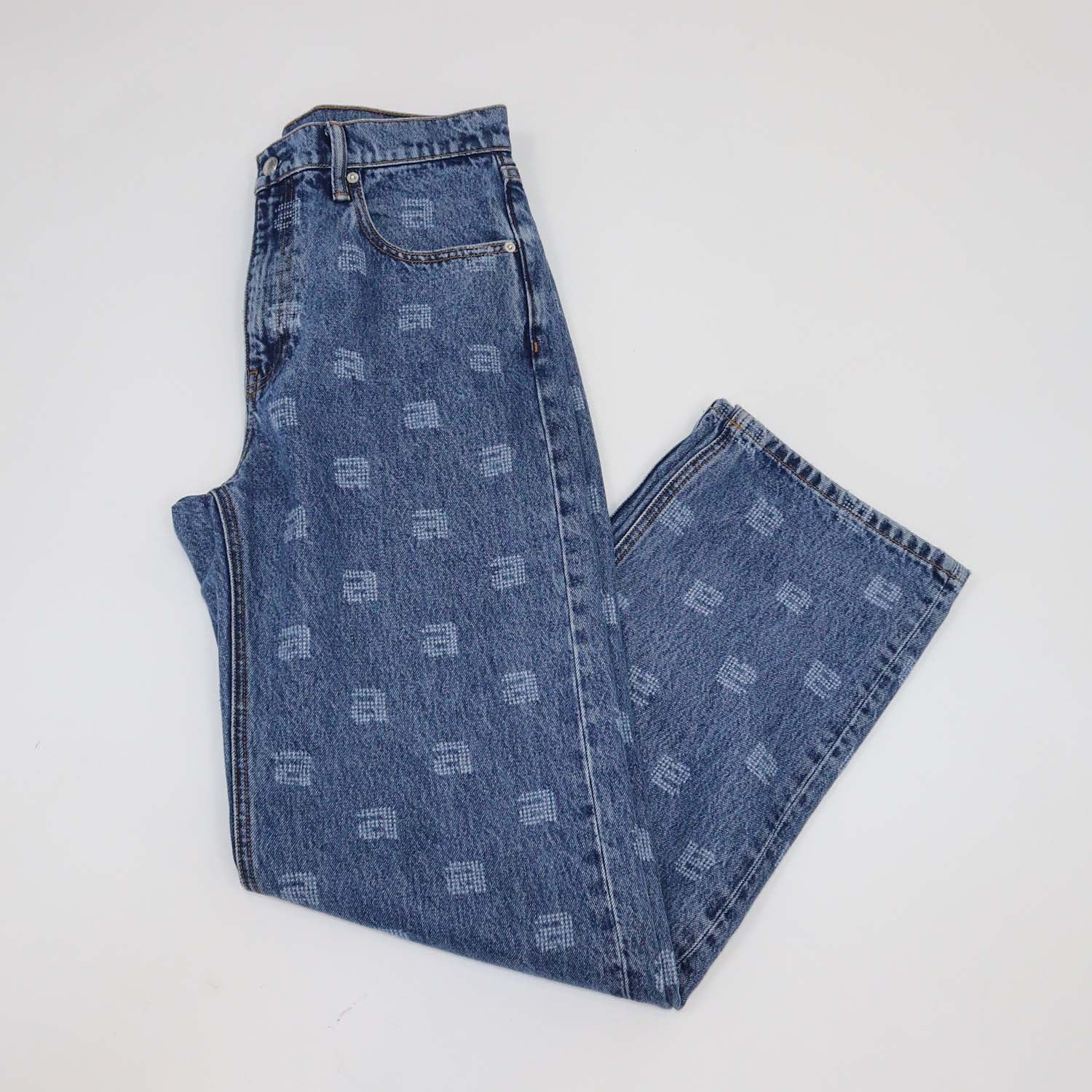 Alexander Wang Blue Denim EZ Relaxed Straight Fit Pants