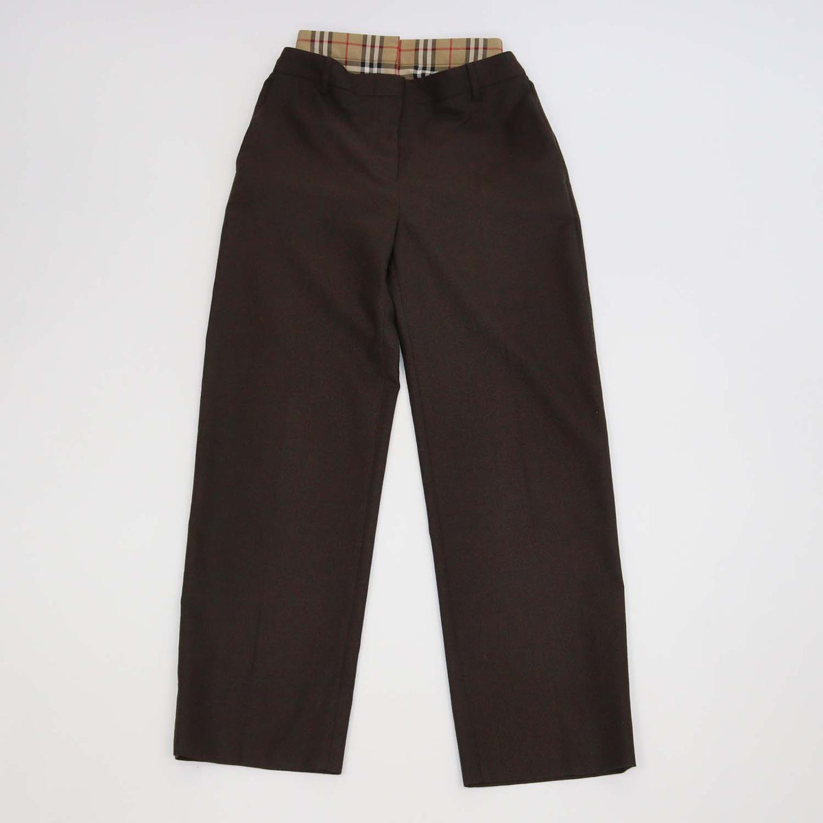 Burberry Brown Wool Check Layered Pants