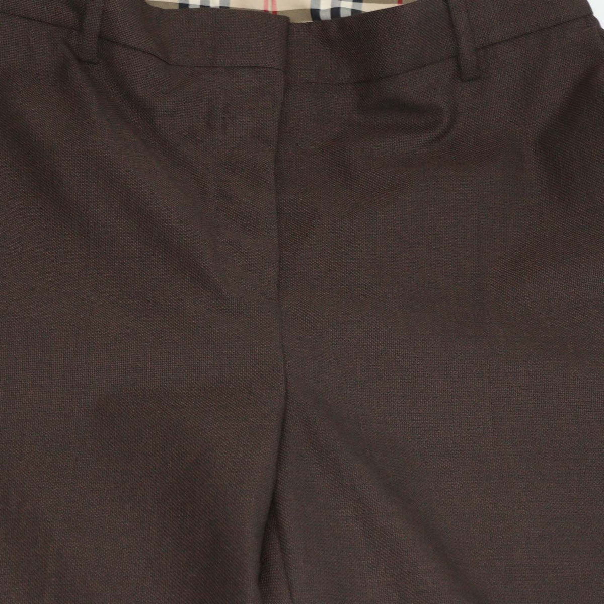 Burberry Brown Wool Check Layered Pants