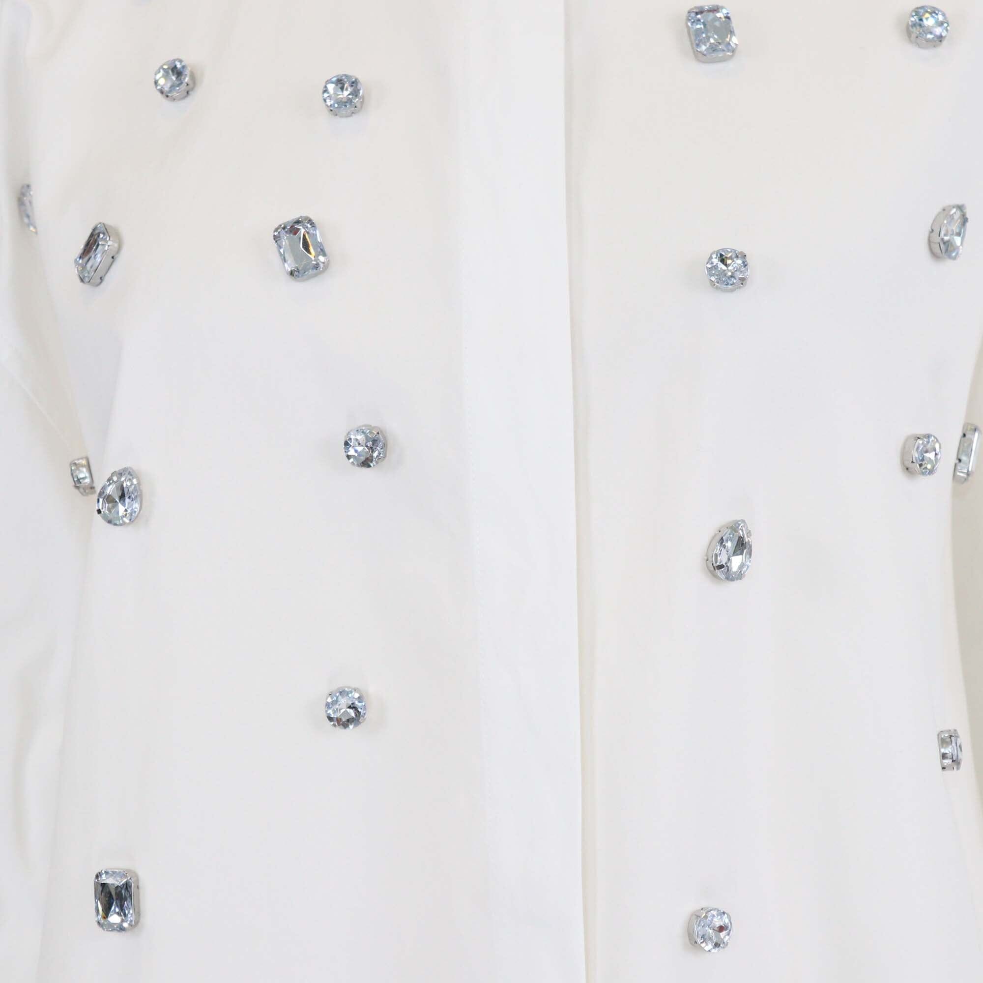 Sportmax White Large Crystal Embellished Long Sleeved Shirt Womens Sportmax