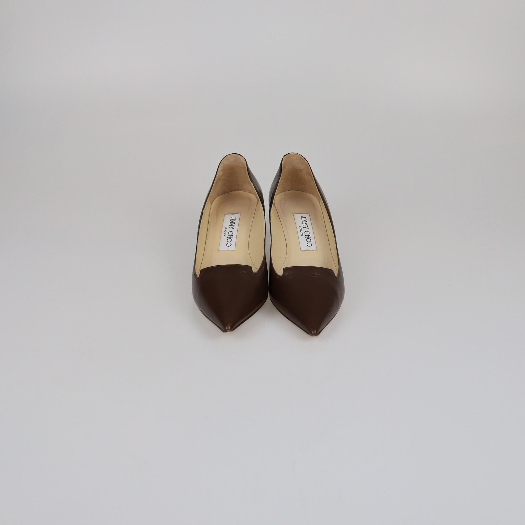 Jimmy Choo Dark Brown Avril Pointed Toe Pumps Womens Jimmy Choo