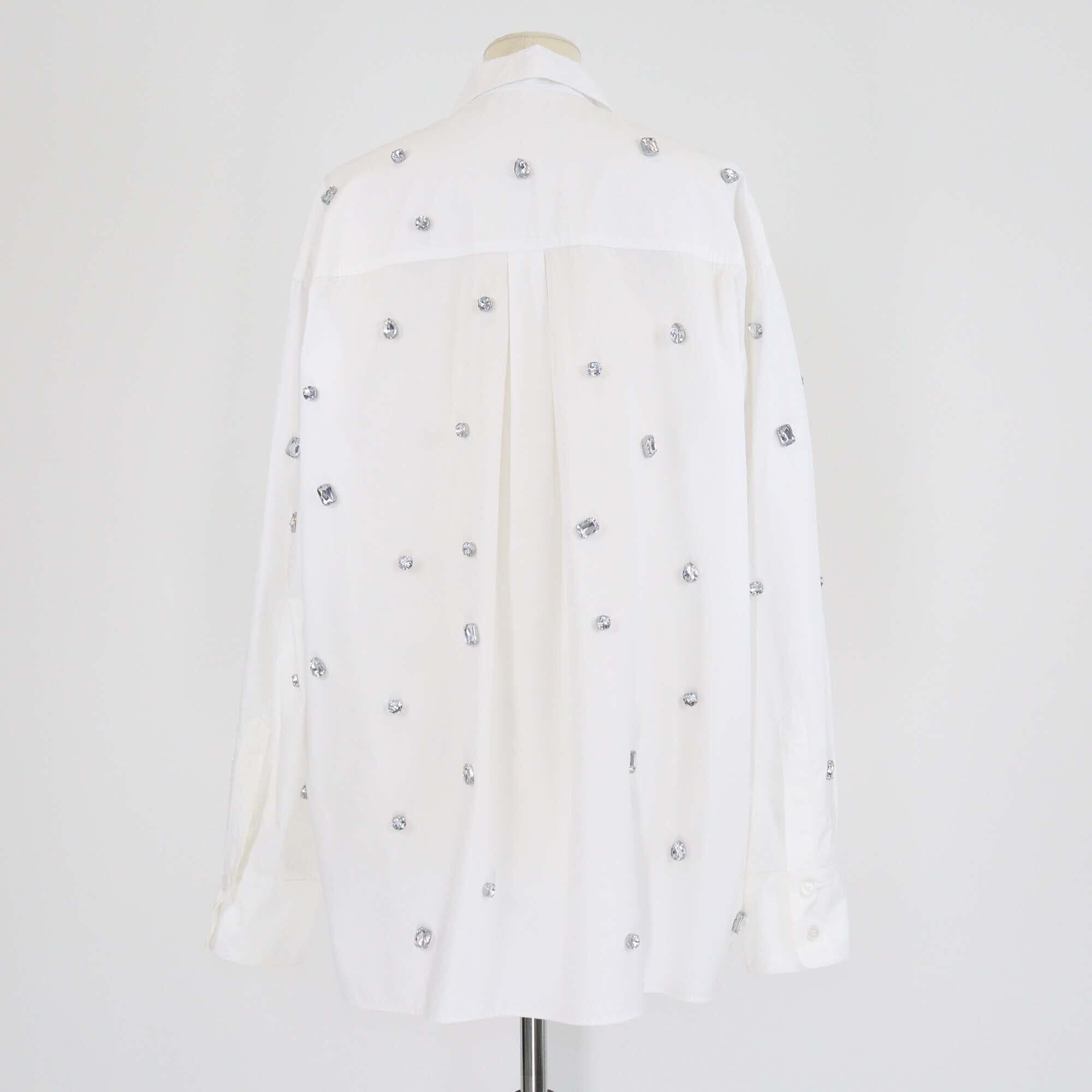 Sportmax White Large Crystal Embellished Long Sleeved Shirt Womens Sportmax