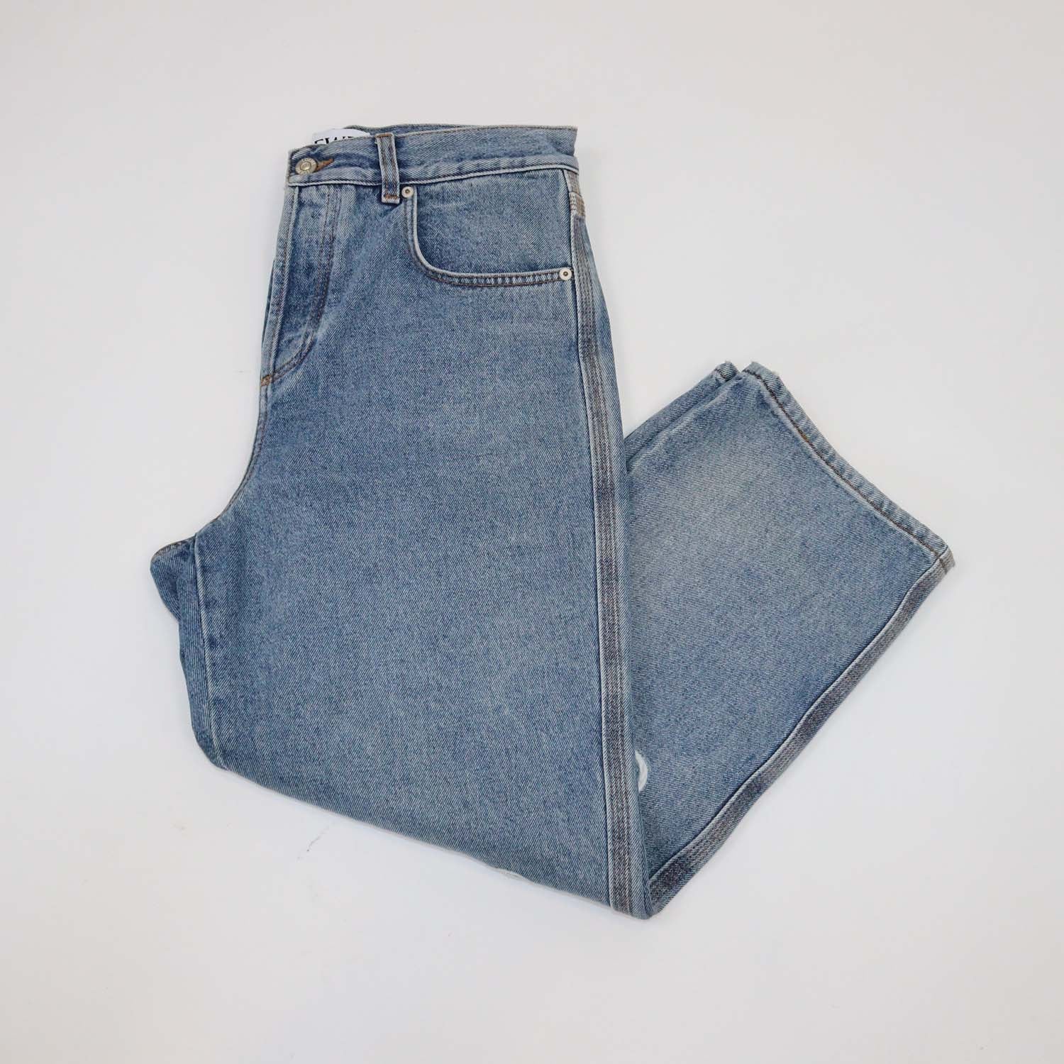 Loewe Wash Blue Denim Anagram Baggy Pants