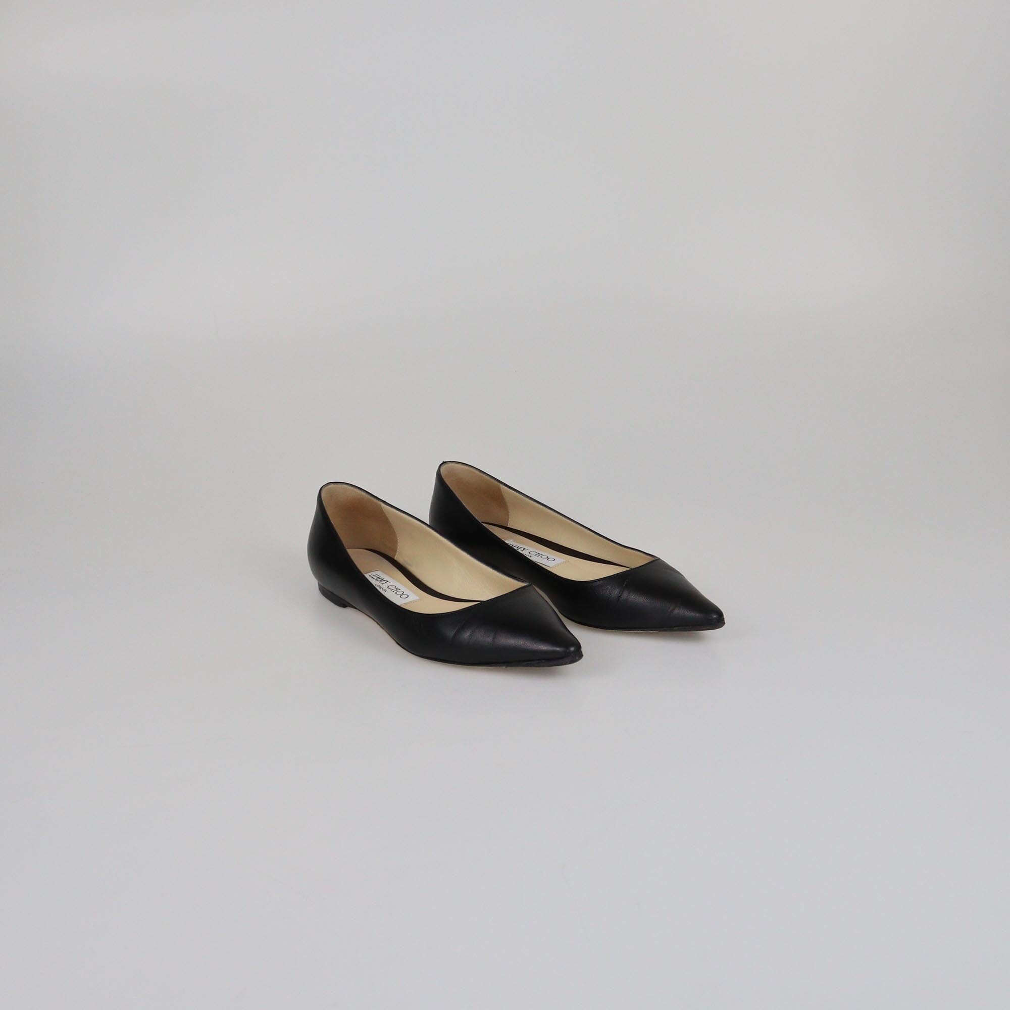 Jimmy Choo Black Pointed Toe Flat Pmups Womens Jimmy Choo