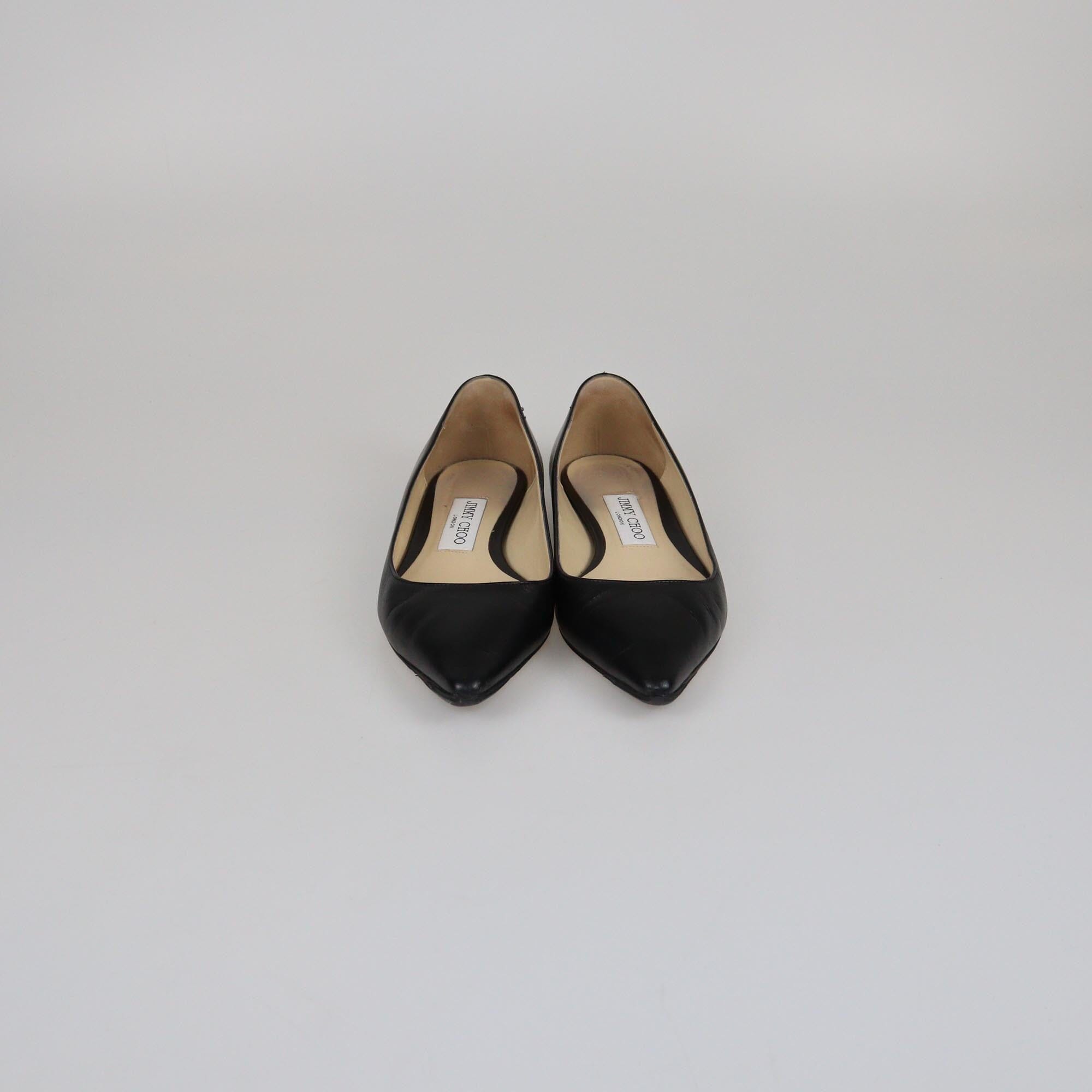 Jimmy Choo Black Pointed Toe Flat Pmups Womens Jimmy Choo