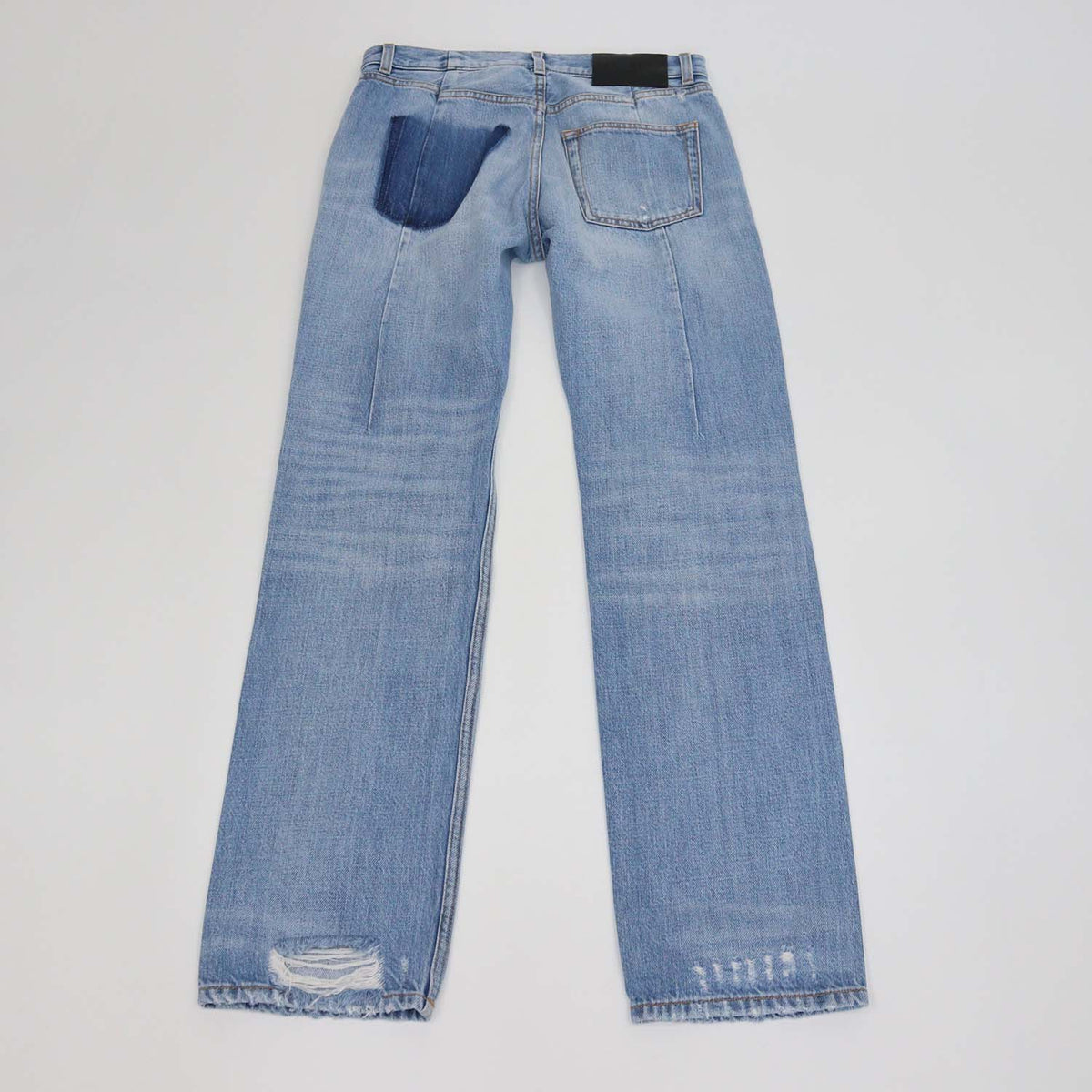 Givenchy Blue Denim Distressed Straight Leg Pants