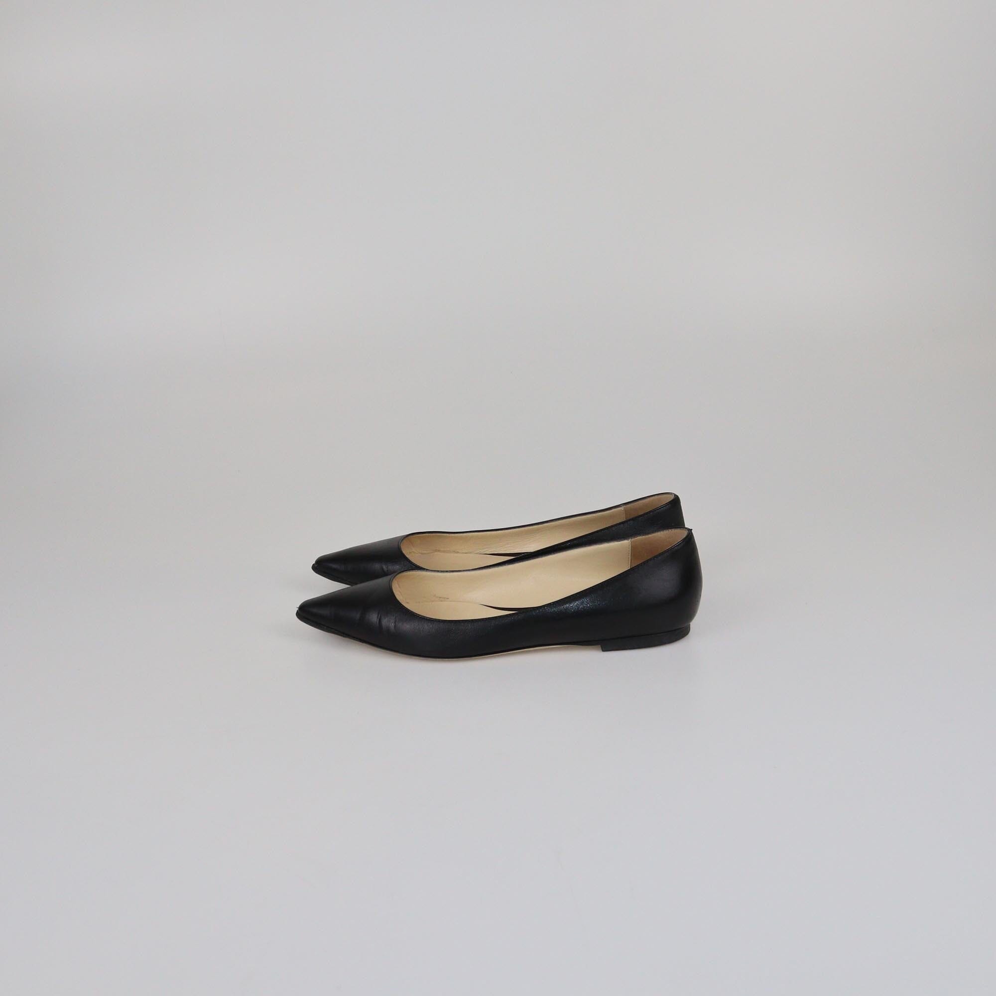 Jimmy Choo Black Pointed Toe Flat Pmups Womens Jimmy Choo