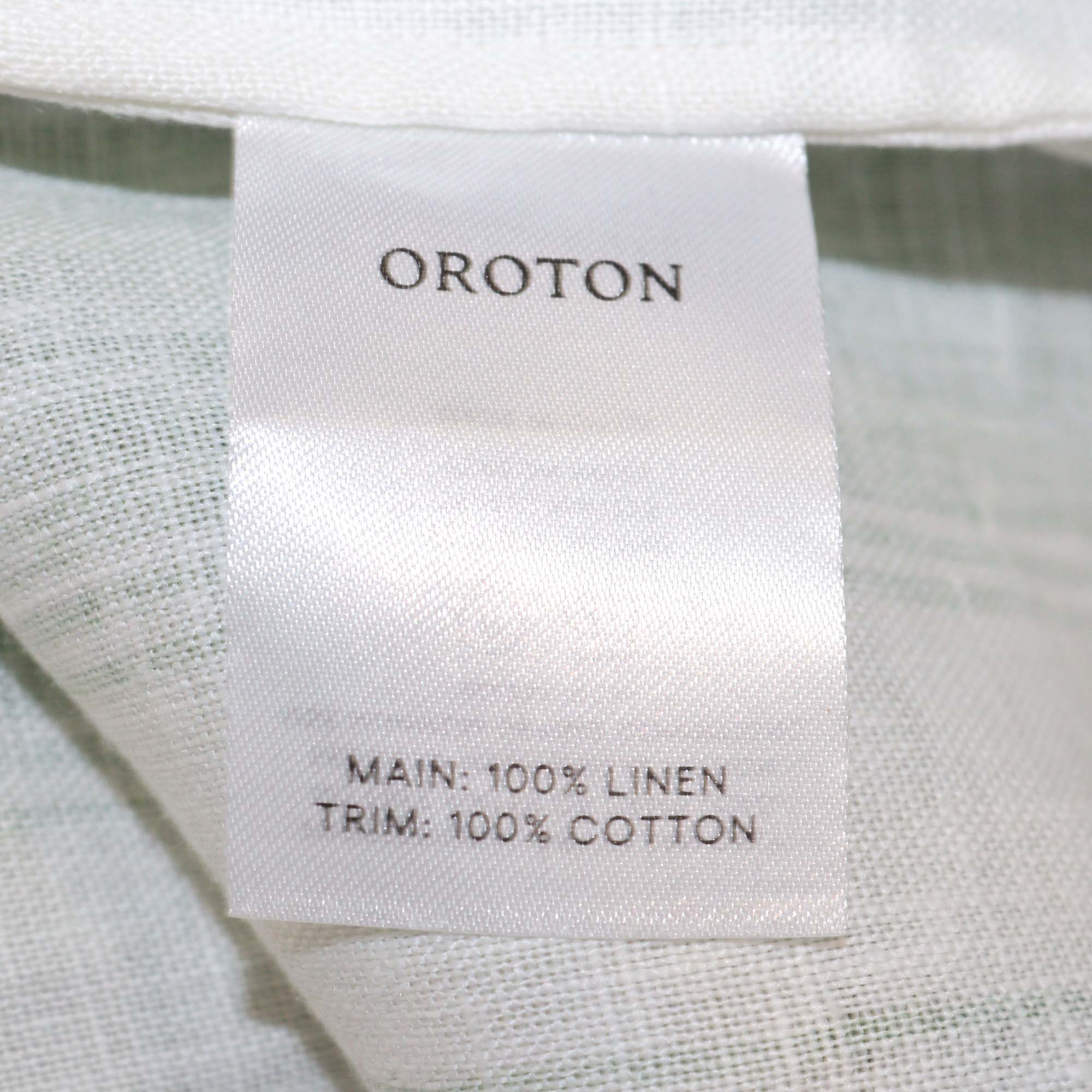 Oraton Green/White Deckchair Striped Linen Mini Robe