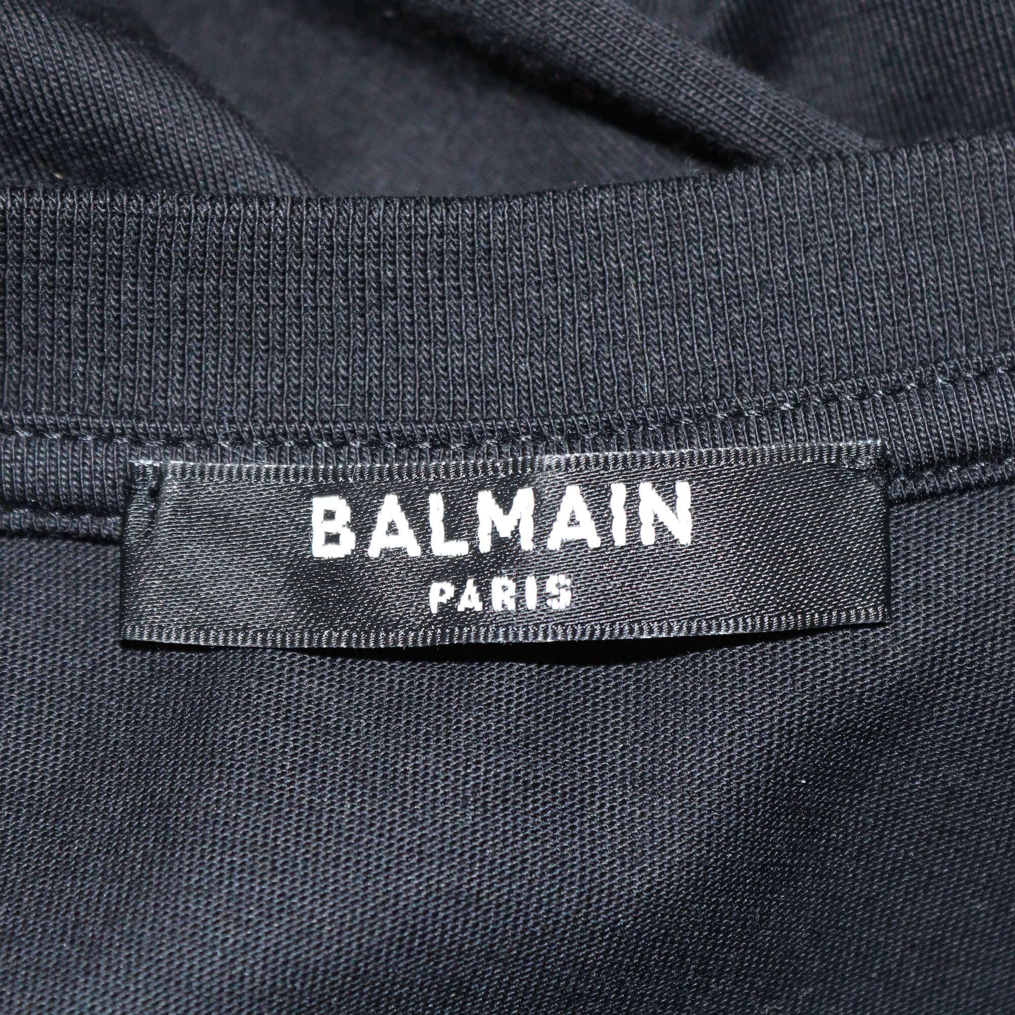 Balmain Black Logo Print Crew Neck Cap Sleeve T-Shirt Womens Balmain