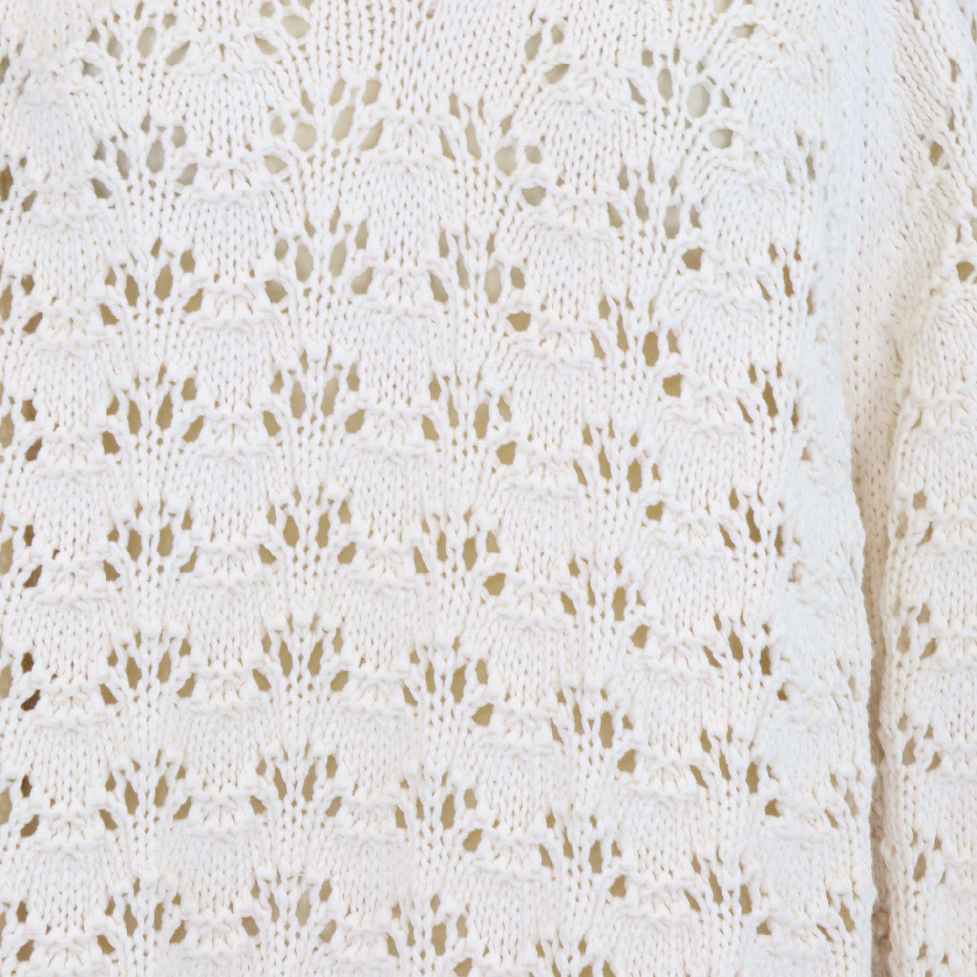 Simone Rocha Beige Crochet Cotton Knit V Neck Sweater