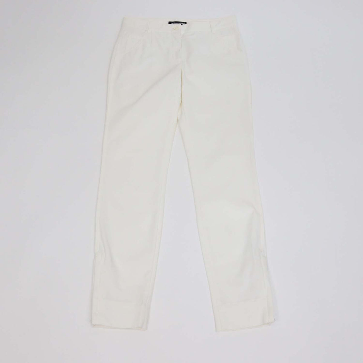Dolce & Gabbana White Cotton Slim Fit Pants