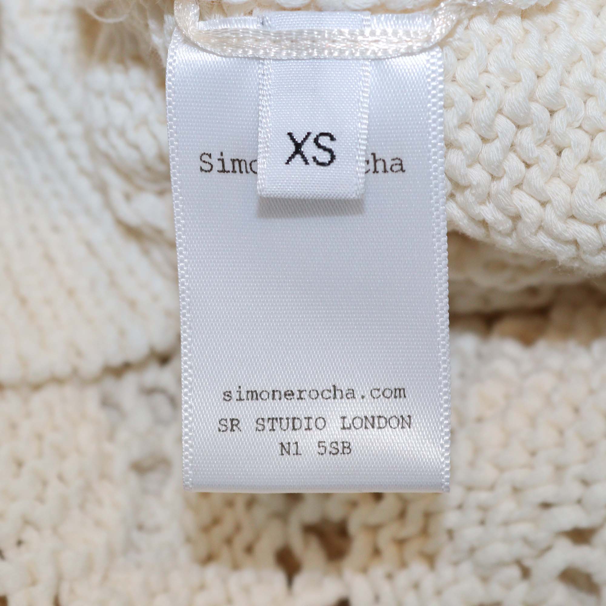 Simone Rocha Beige Crochet Cotton Knit V Neck Sweater
