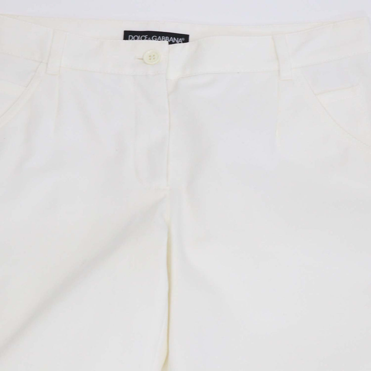 Dolce & Gabbana White Cotton Slim Fit Pants