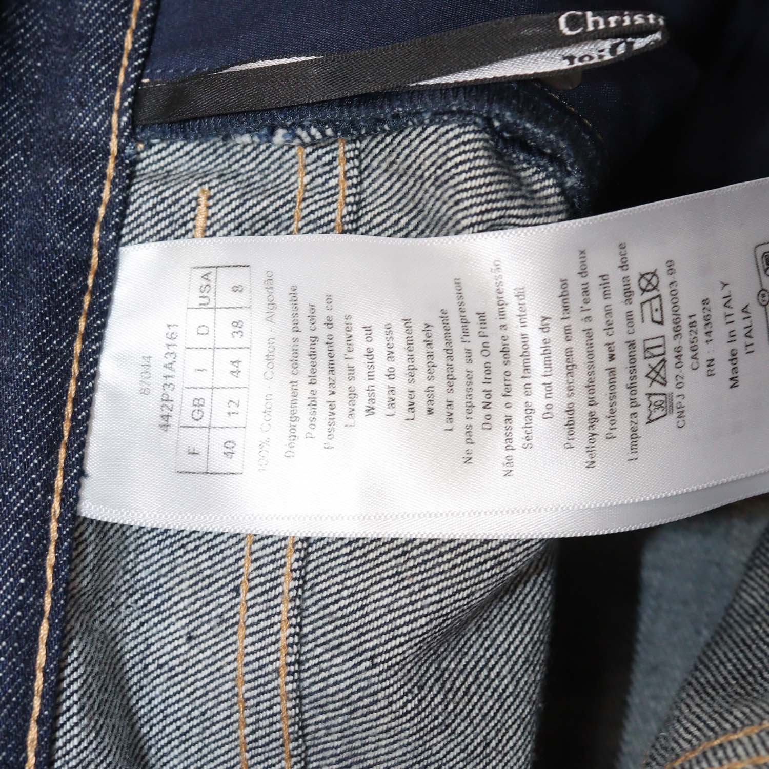 Christian Dior Dark Blue Denim Oblique Cuffed Hem Pants