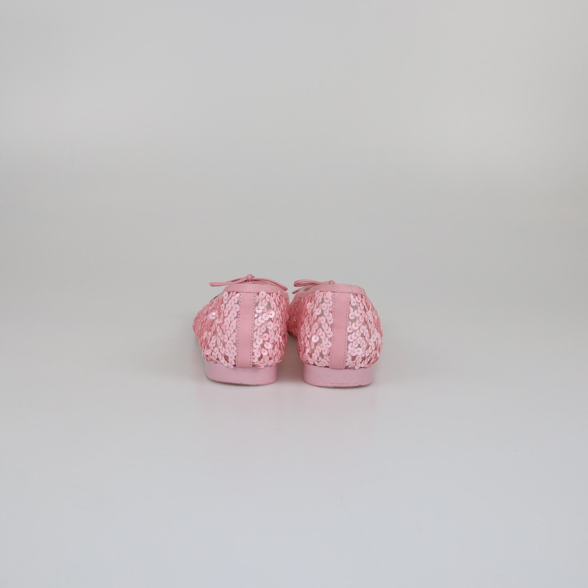 Chanel Pink/Black Bow Cap Toe Flats Womens Chanel