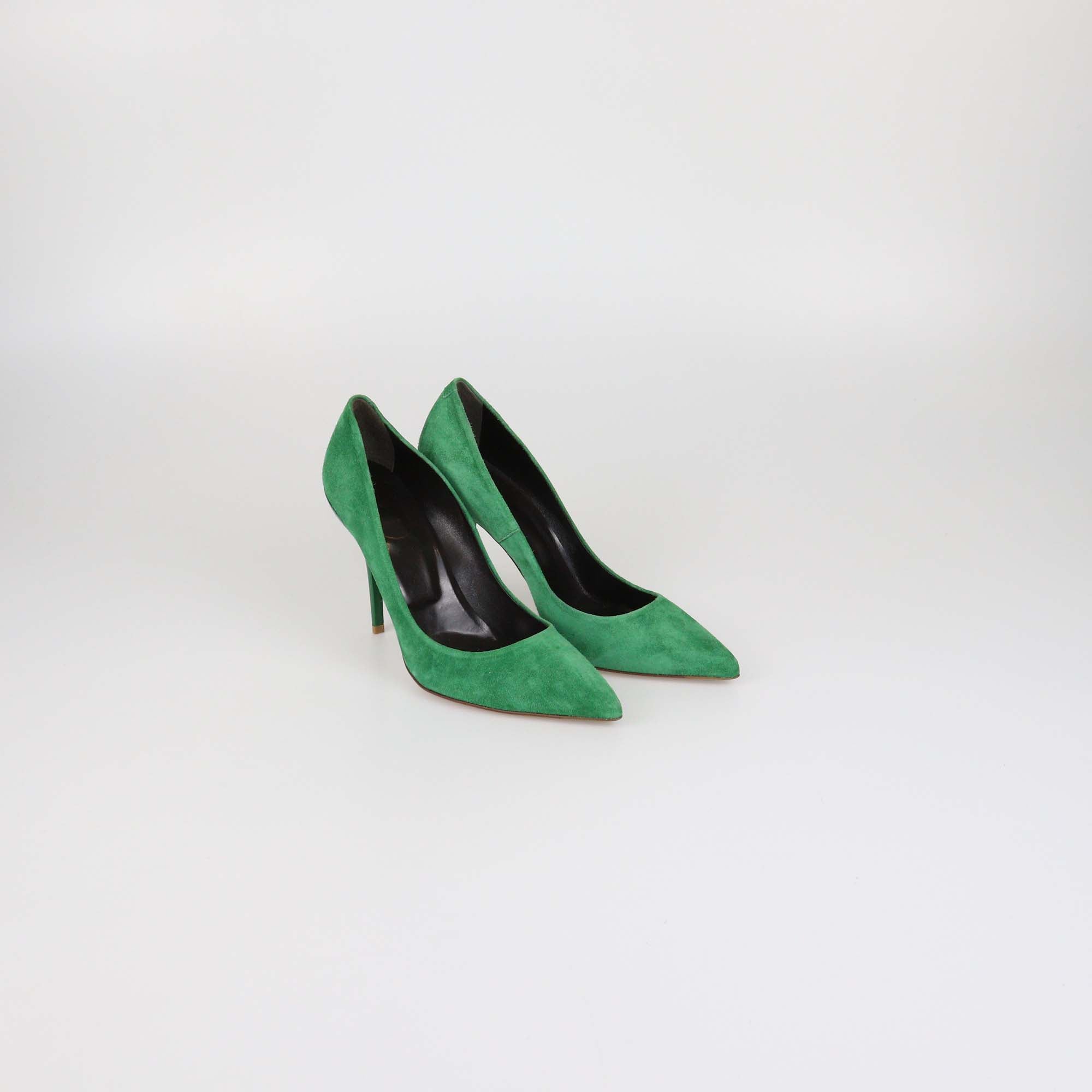 Roger Vivier Green Suede Pointed Toe Pumps