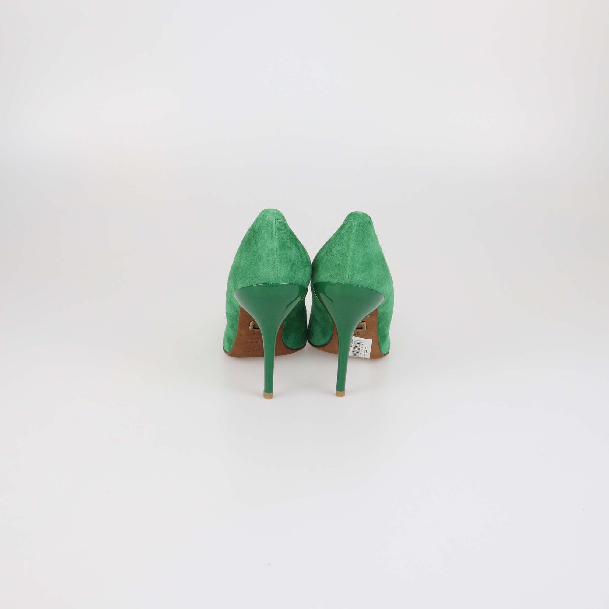 Roger Vivier Green Suede Pointed Toe Pumps