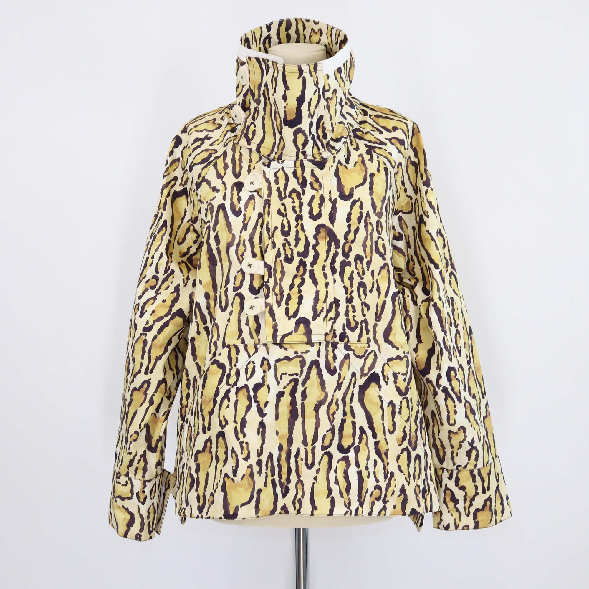 Nackiye Yellow/Brown Cotton Leopard Print Fisherman Coat