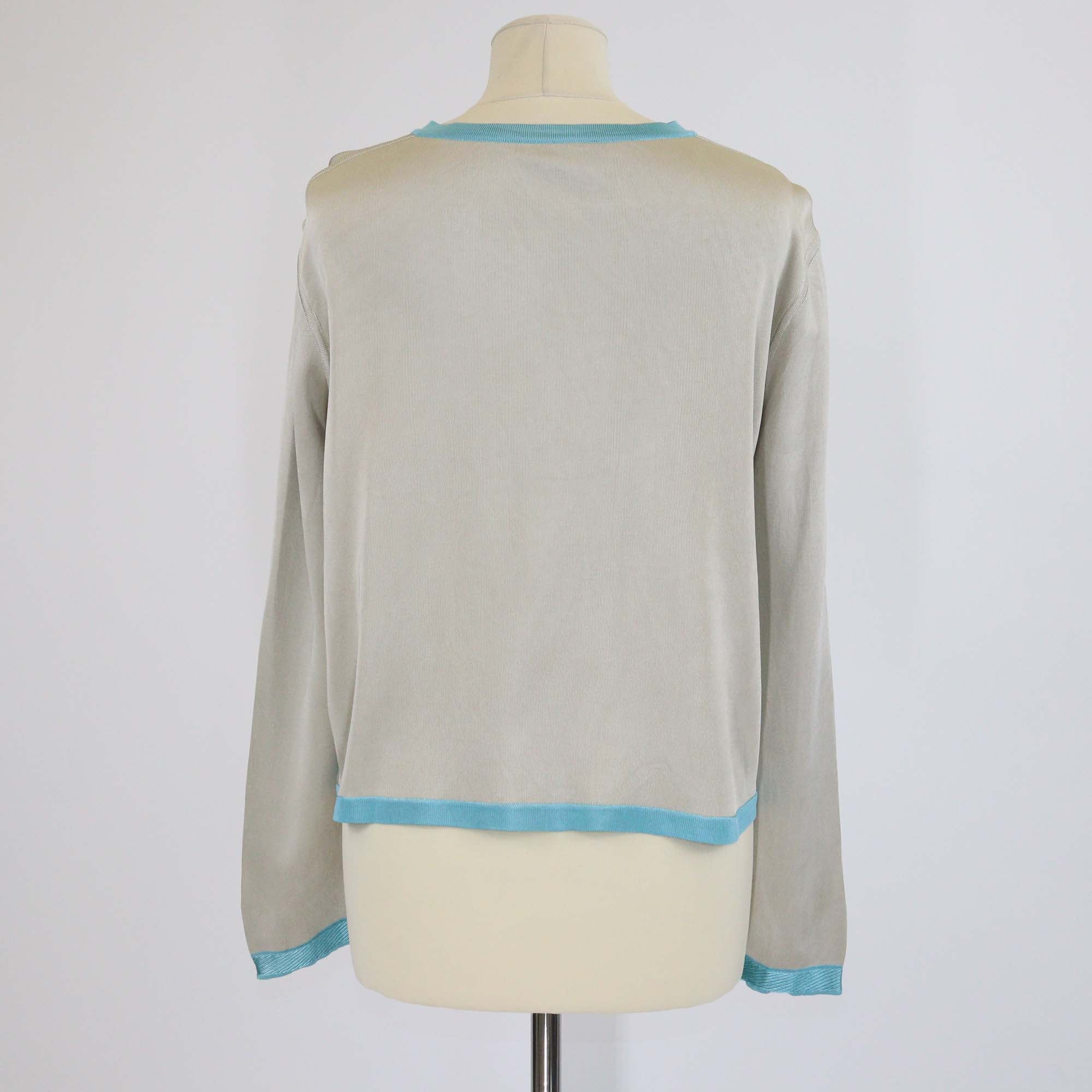 Hermes Blue/Beige Silk Planche d'Etude Print Button-Up Long Sleeve Cardigan