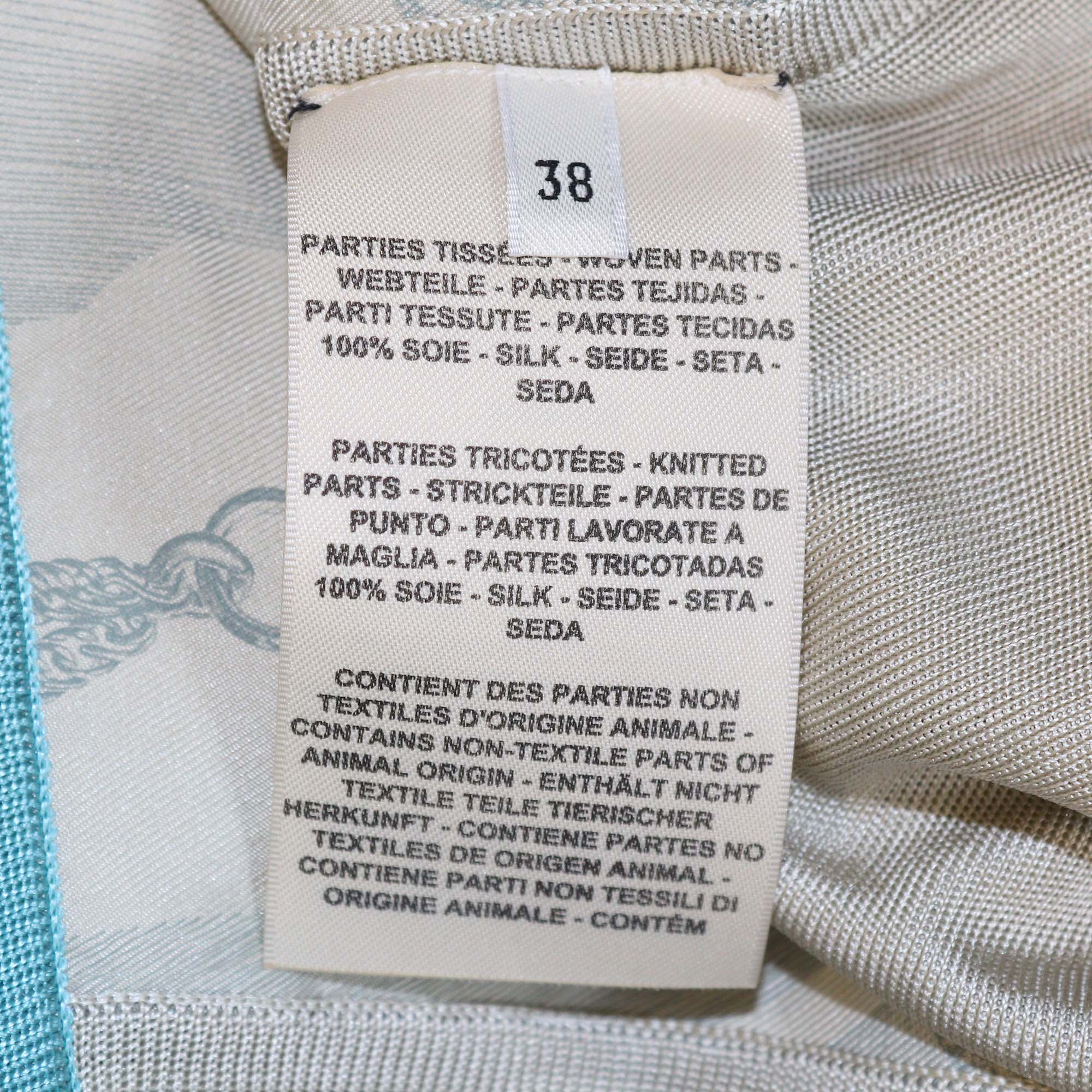 Hermes Blue/Beige Silk Planche d'Etude Print Button-Up Long Sleeve Cardigan