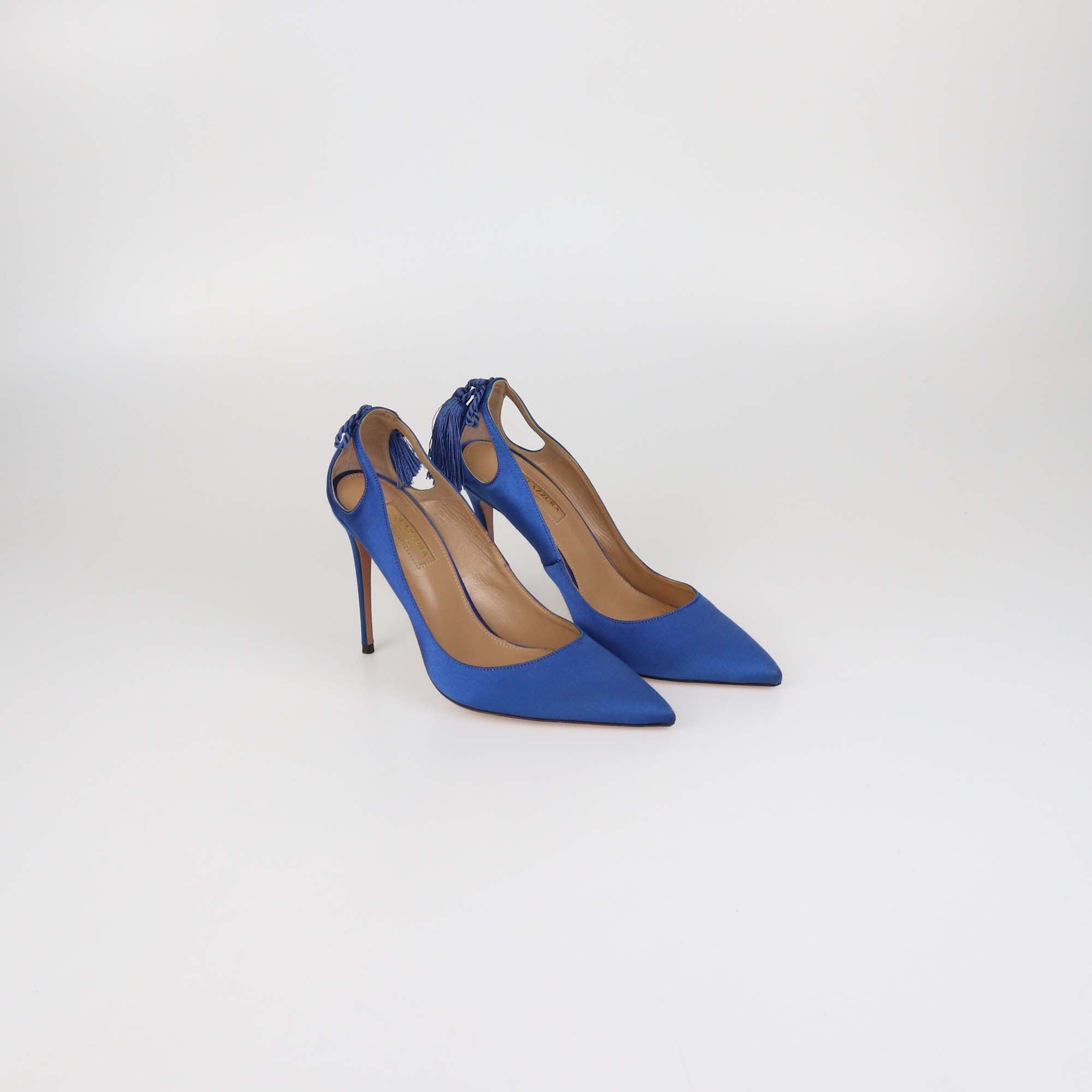 Aquazzura Blue Satin Forever Marilyn Pumps