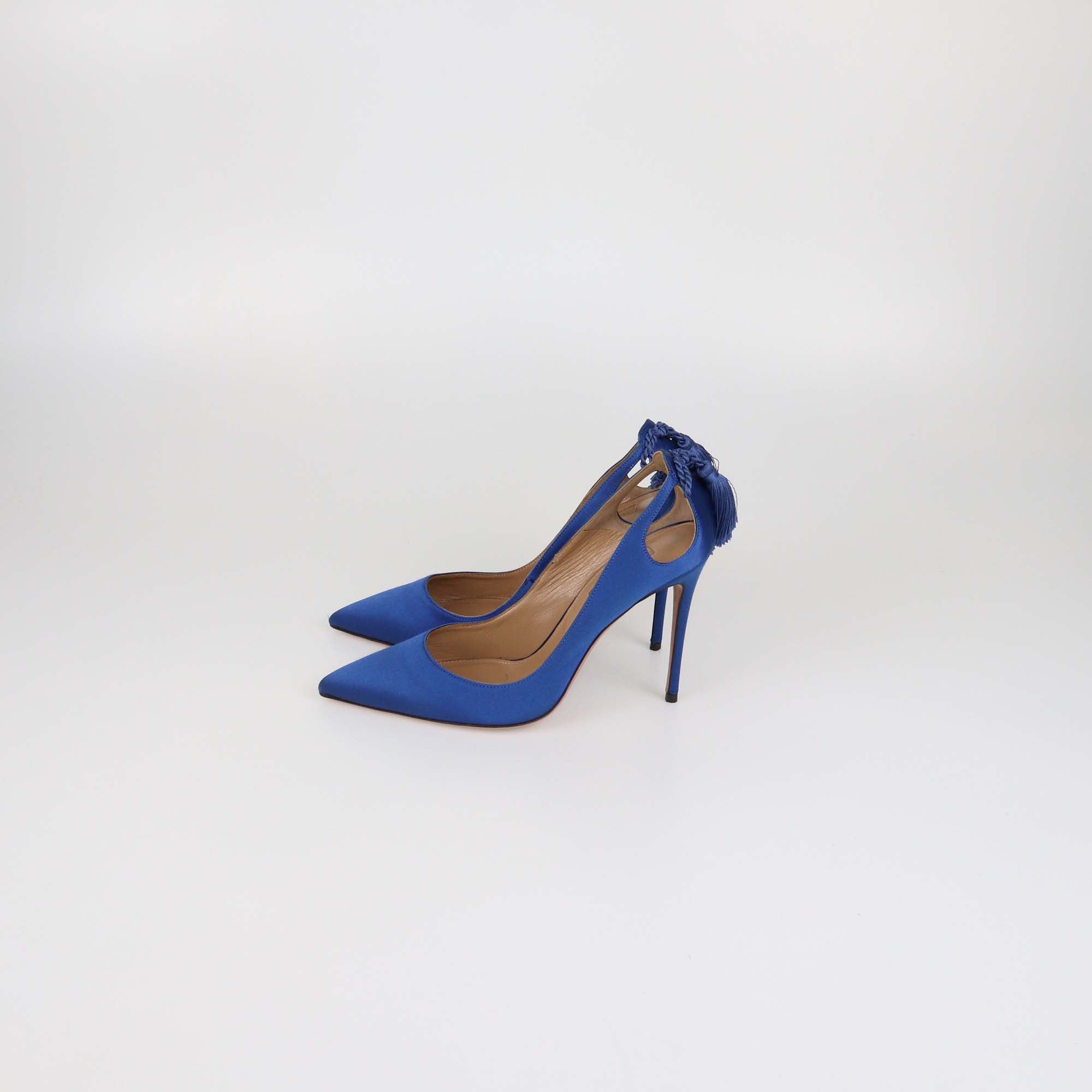 Aquazzura Blue Satin Forever Marilyn Pumps