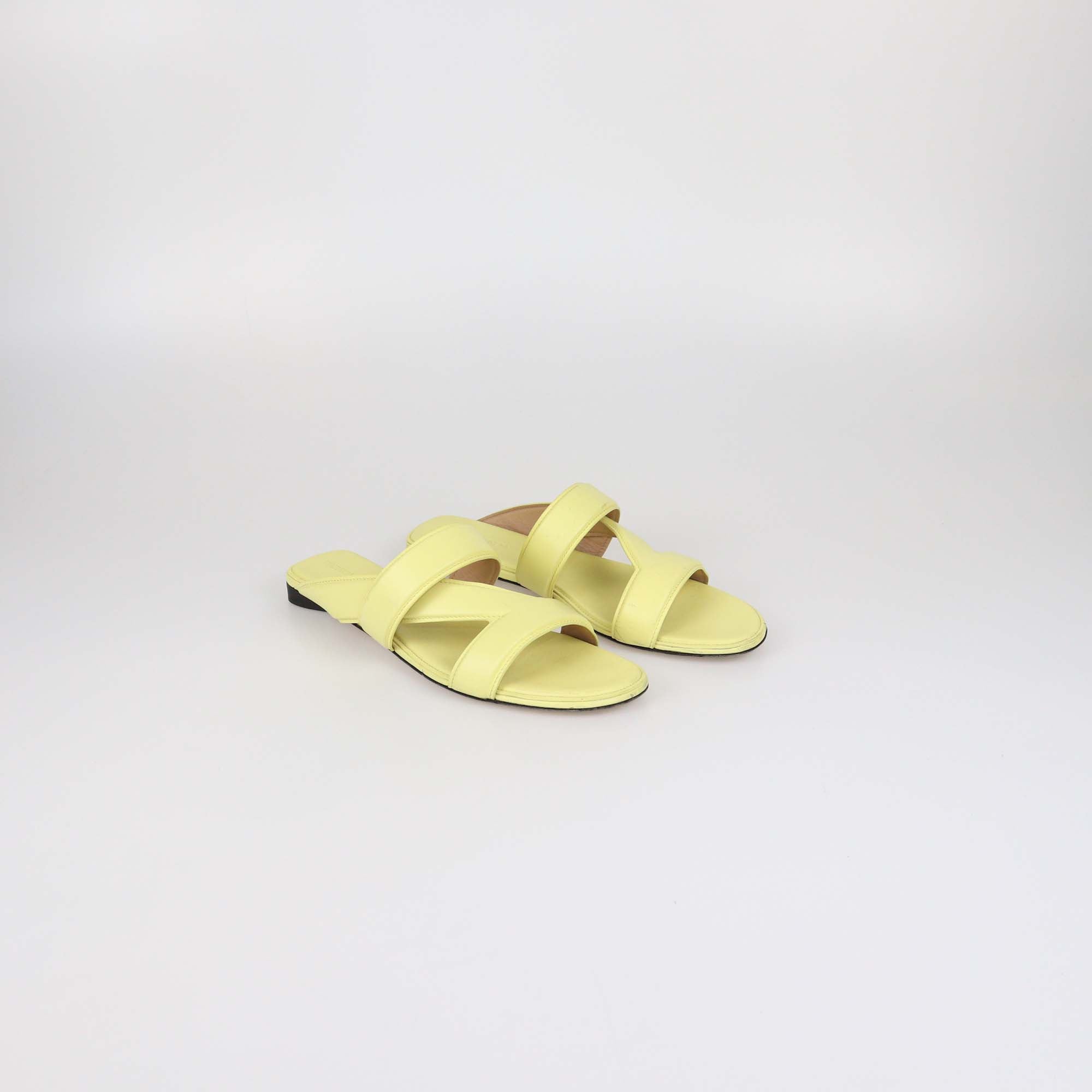 Bottega Veneta Lime Leather The Band Flat Slide