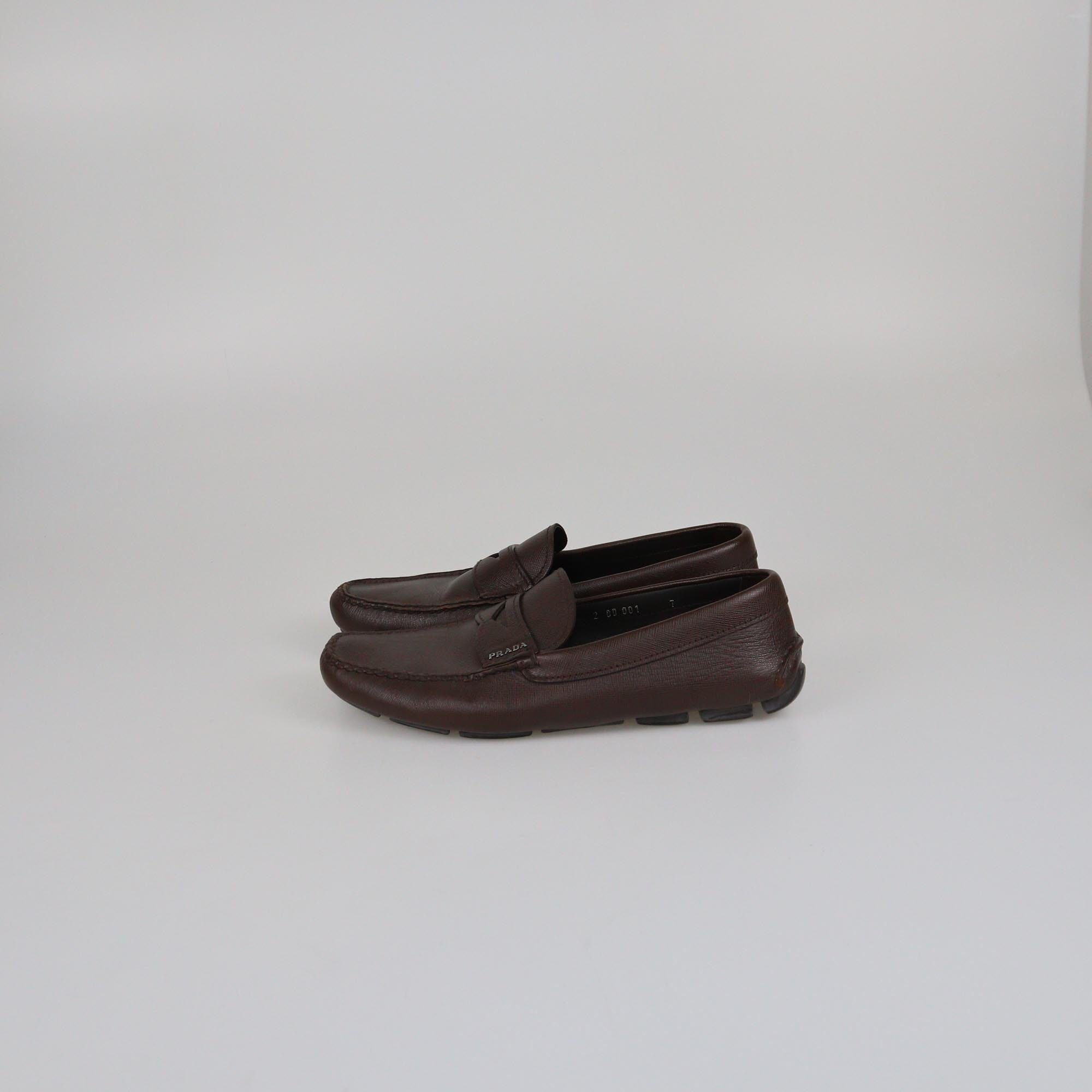 Prada Brown Slip On Loafers Mens Prada