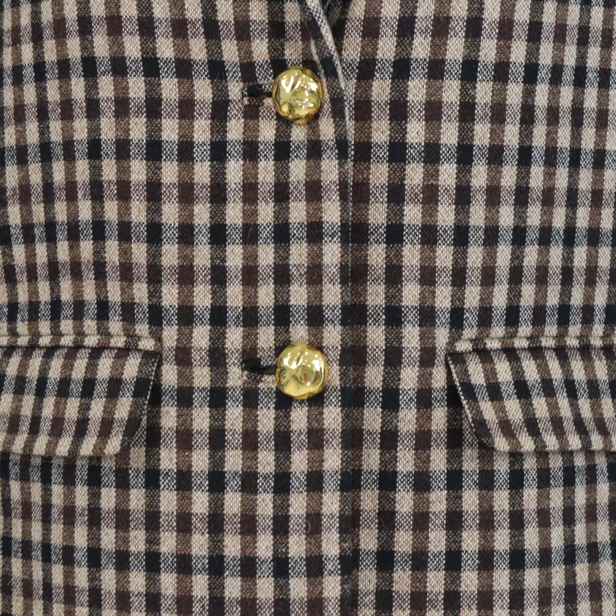 Ganni Brown Wool Blend Checked Breasted Blazer