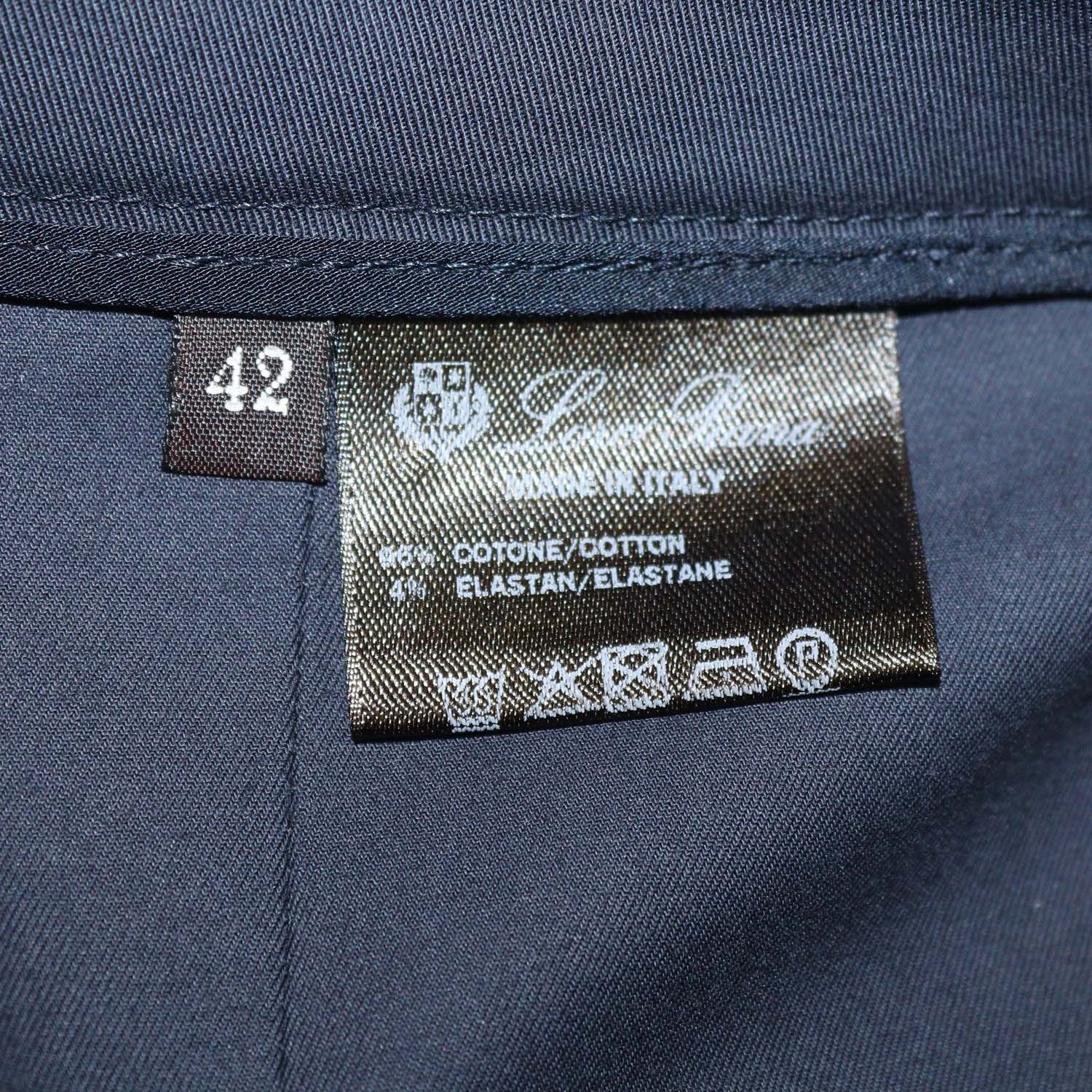 Loro Piana Navy Cotton Blend Straight Leg Trousers