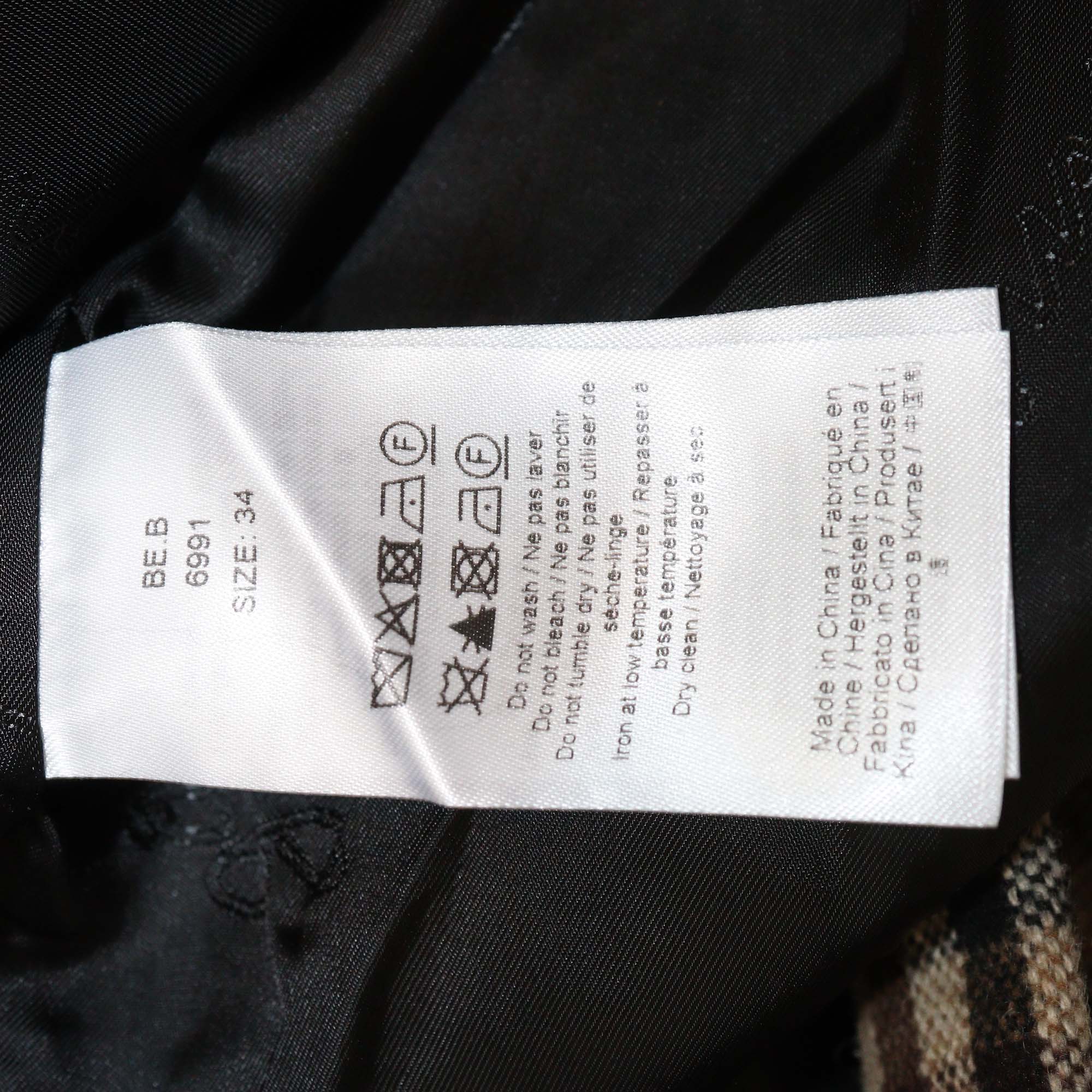 Ganni Brown Wool Blend Checked Breasted Blazer
