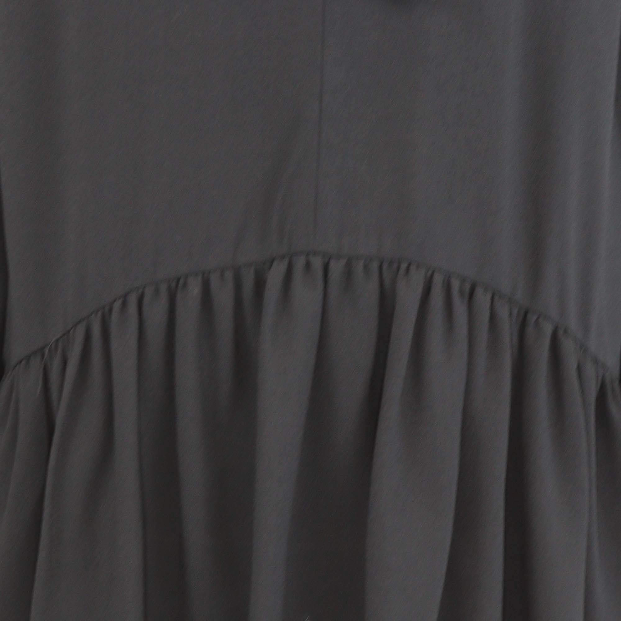 Saint Laurent Black Crepe Neck Tie Detailed Long Sleeve Dress
