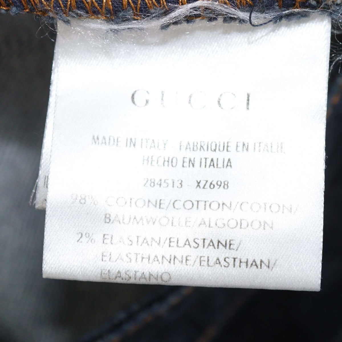 Gucci Dark Blue Denim Chain Detail Skinny Pants