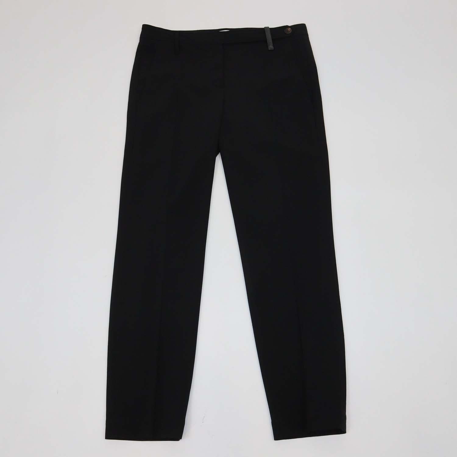 Brunello Cucinelli Black Wool Blend Straight Leg Pants