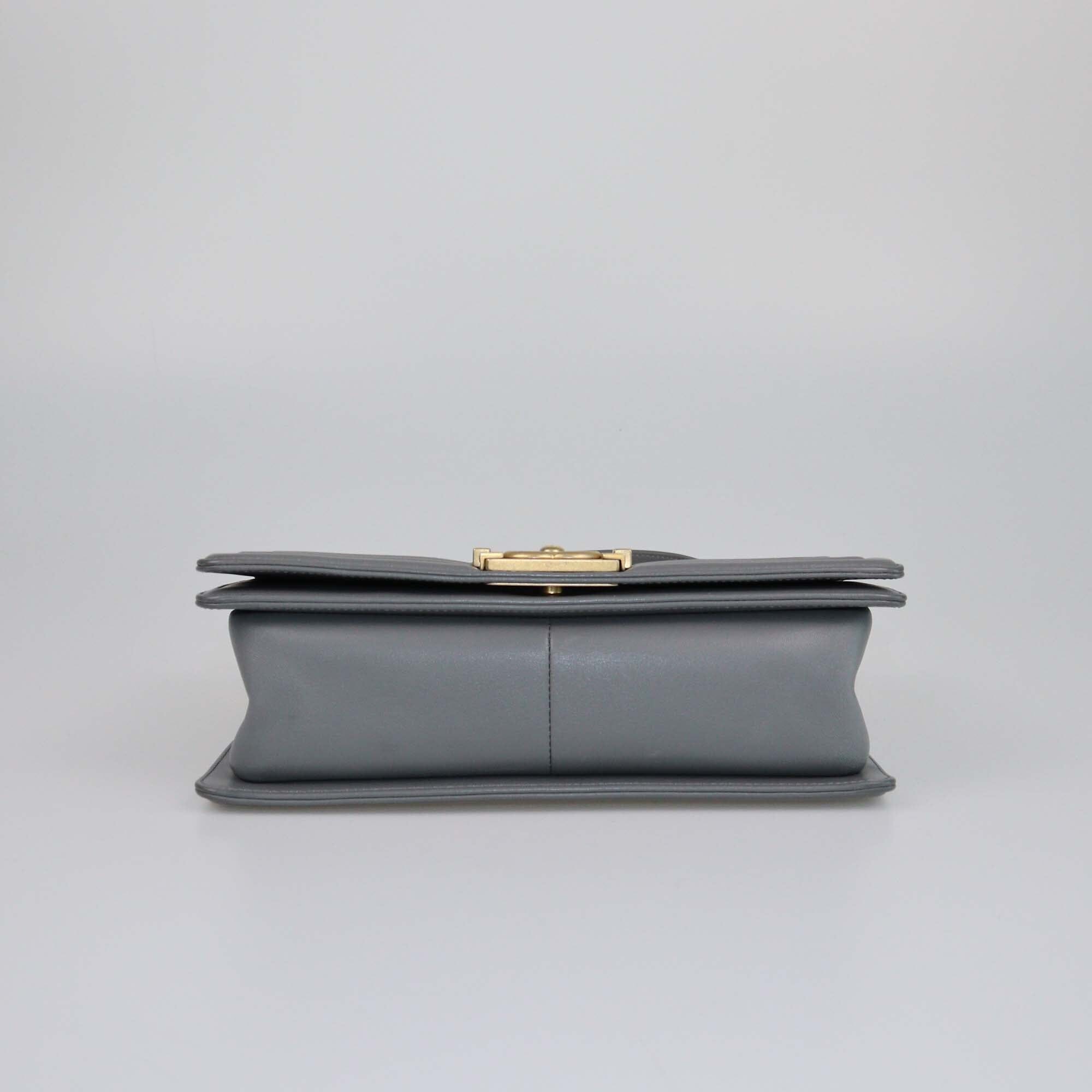 Chanel Grey Quilted Medium Boy Flap Bag Womens Chanel