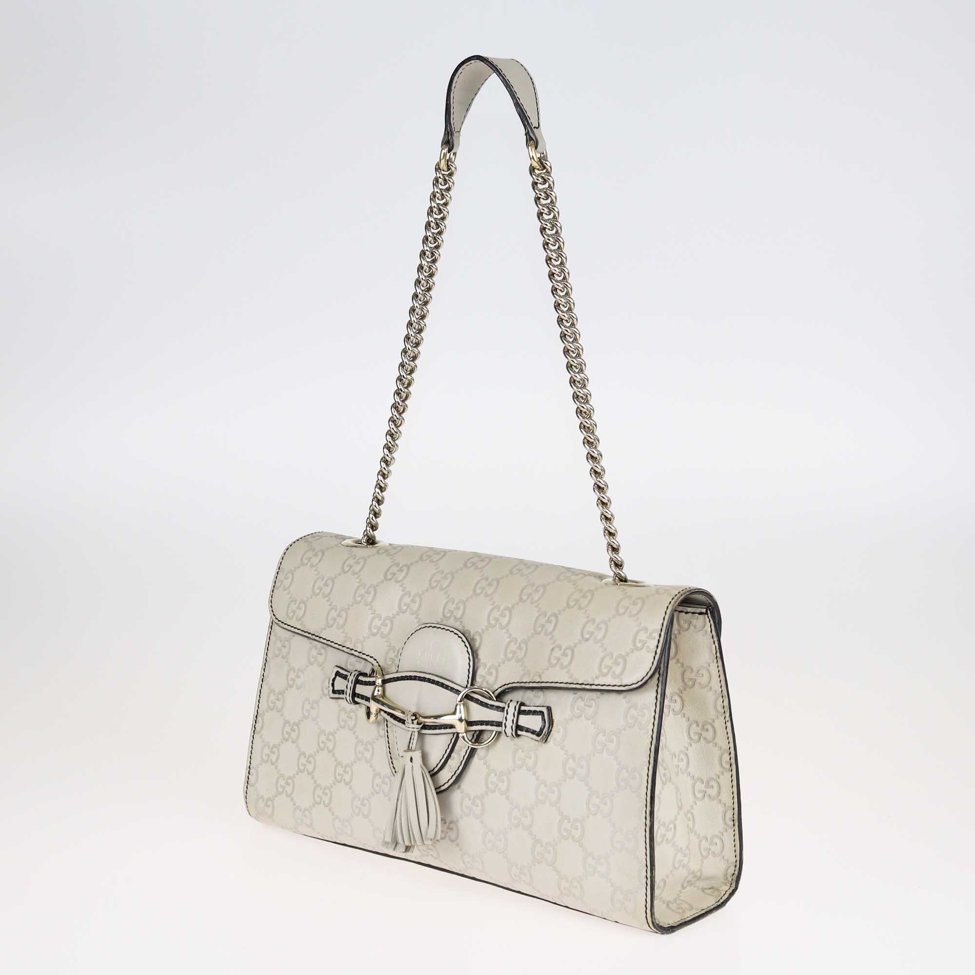 Gucci Light Beige Guccissima Medium Emily Chain Shoulder Bag Bags Gucci