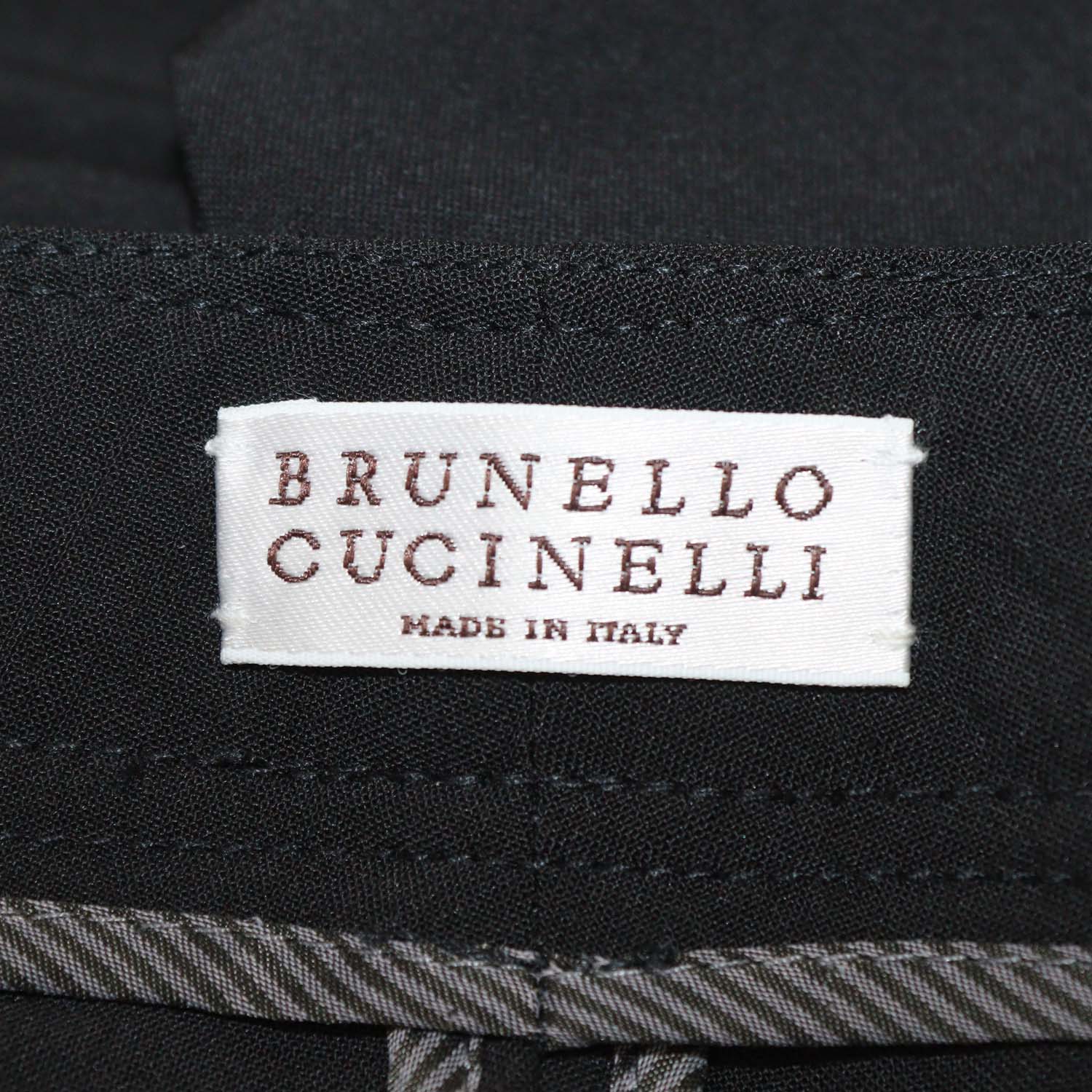 Brunello Cucinelli Black Wool Blend Straight Leg Pants