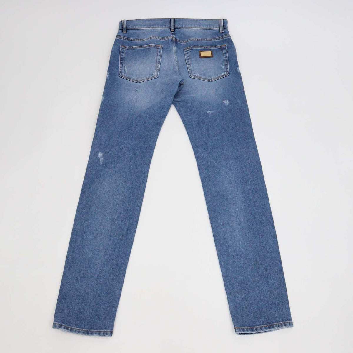 Dolce & Gabbana Blue Washed Denim Distressed Skinny Pants