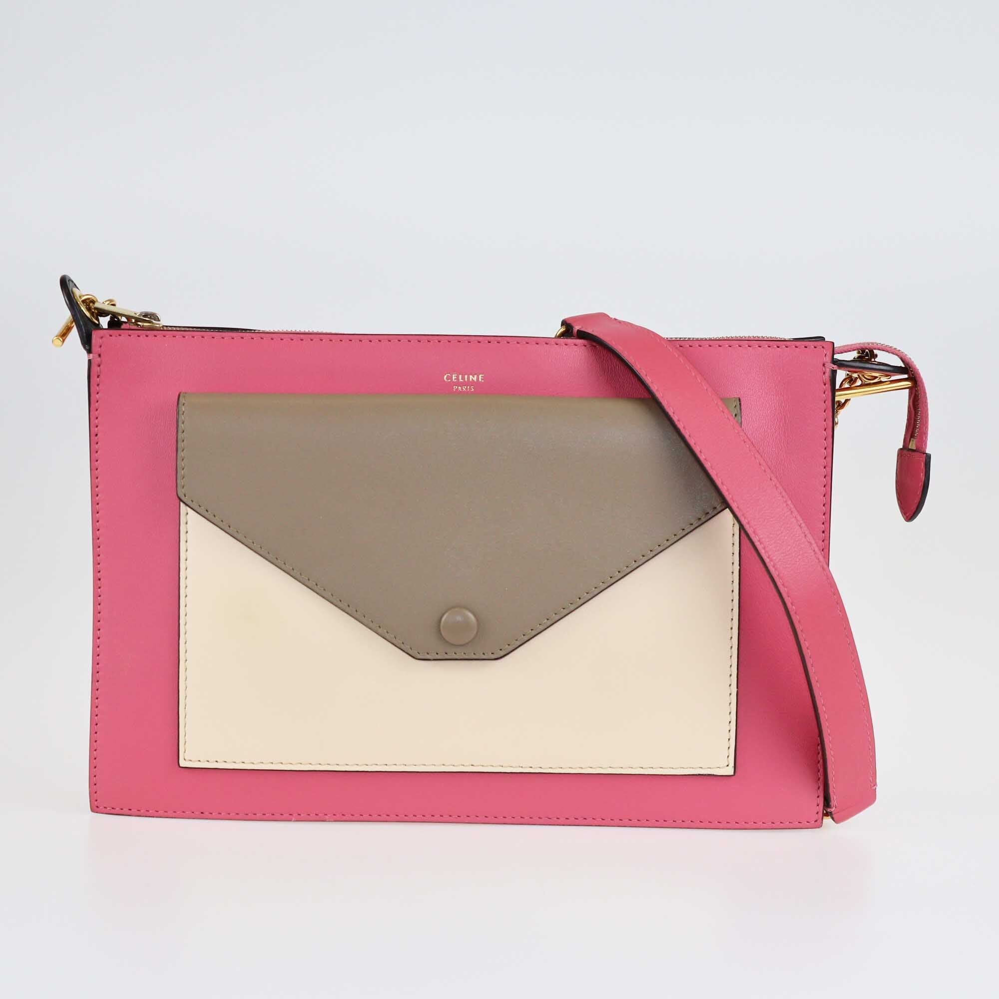 Celine Tricolor Medium Pocket Chain Clutch Bags Celine
