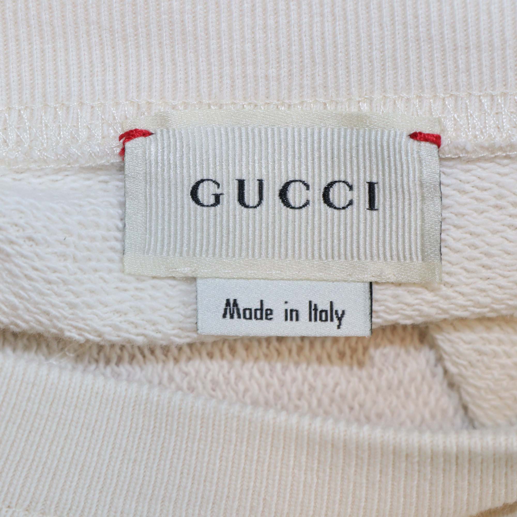Gucci Kids Cream Cotton GG Sequined Apple Logo Print Sweatshirt