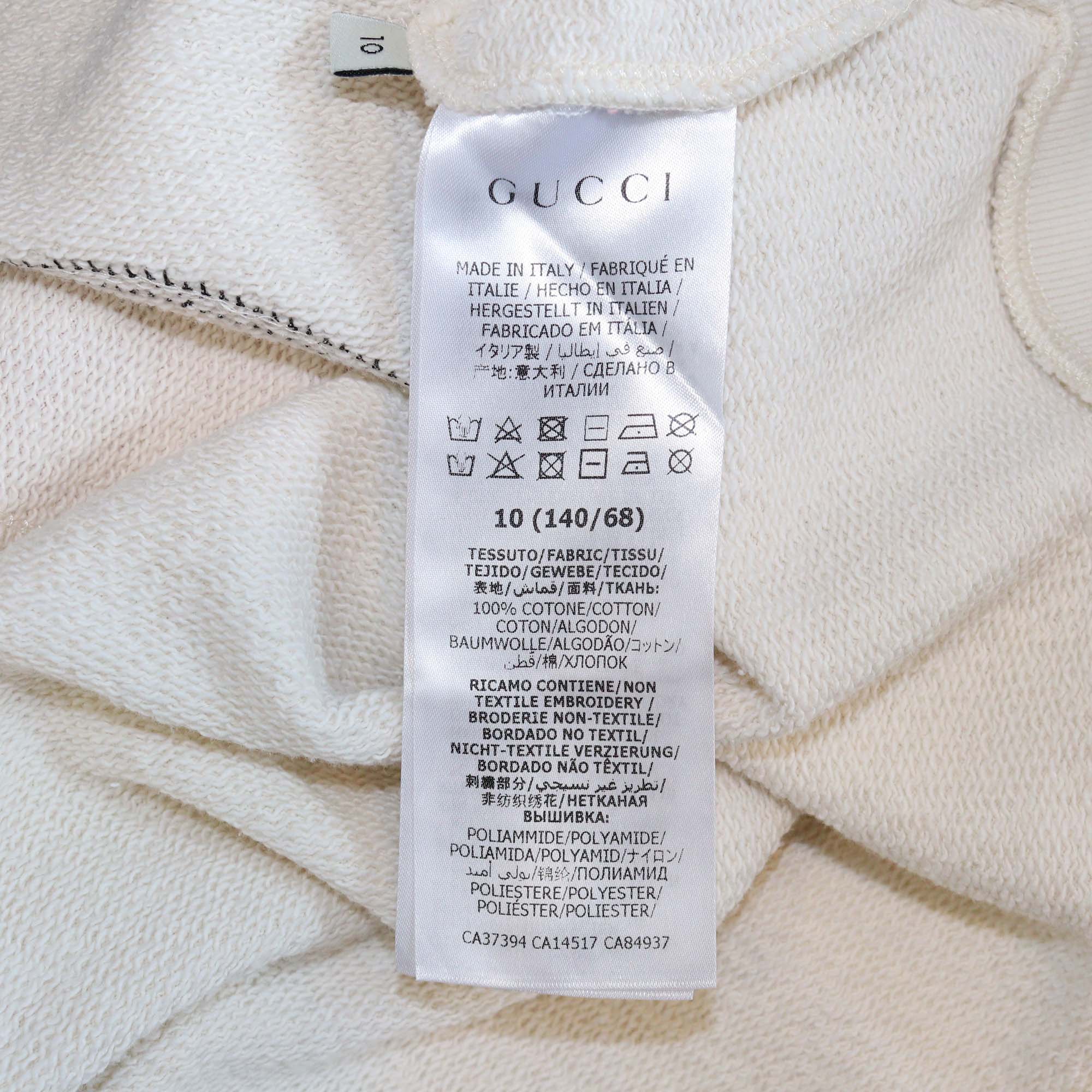 Gucci Kids Cream Cotton GG Sequined Apple Logo Print Sweatshirt