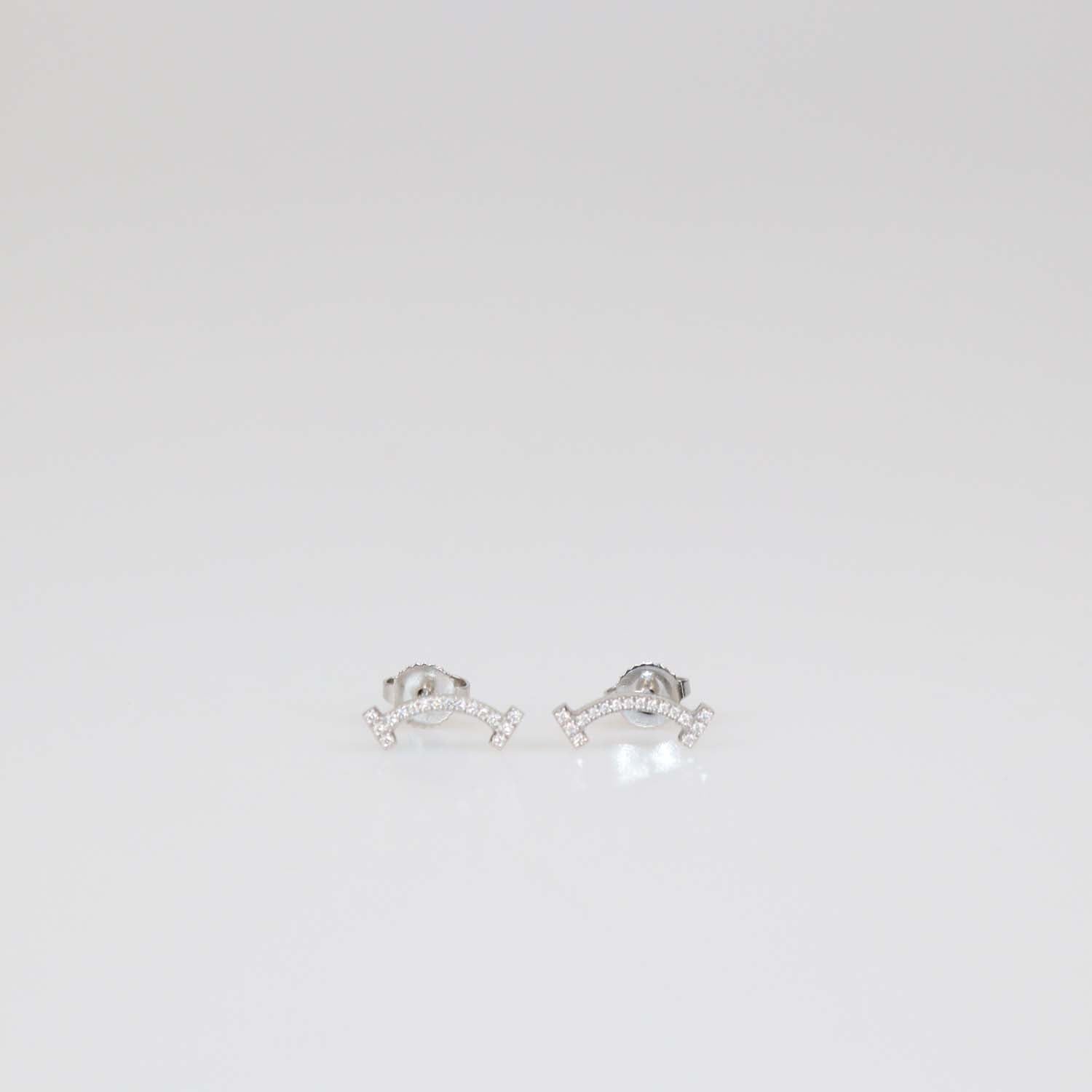 Tiffany & Co. 18K White Gold Diamond Smile Earrings